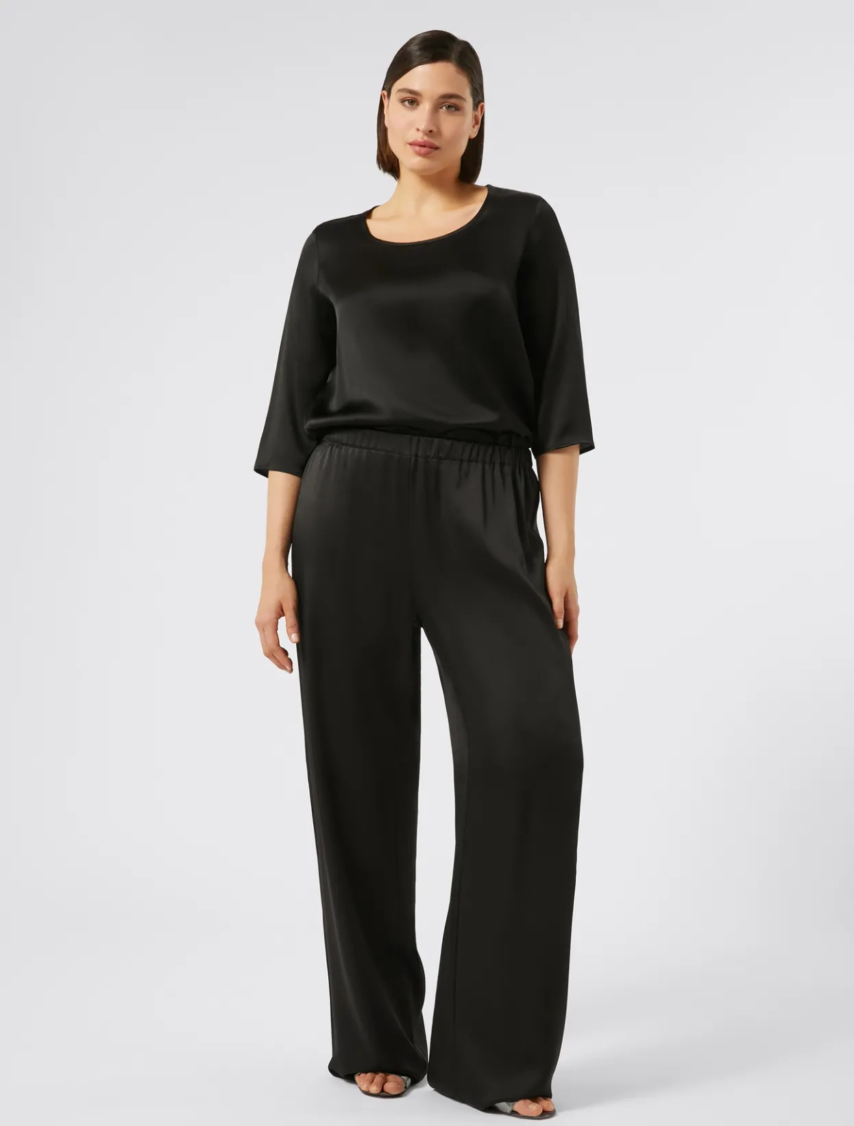 Trousers And Skirts | Trousers & Jeans | Marina Rinaldi Shiny frisottino trousers BLACK