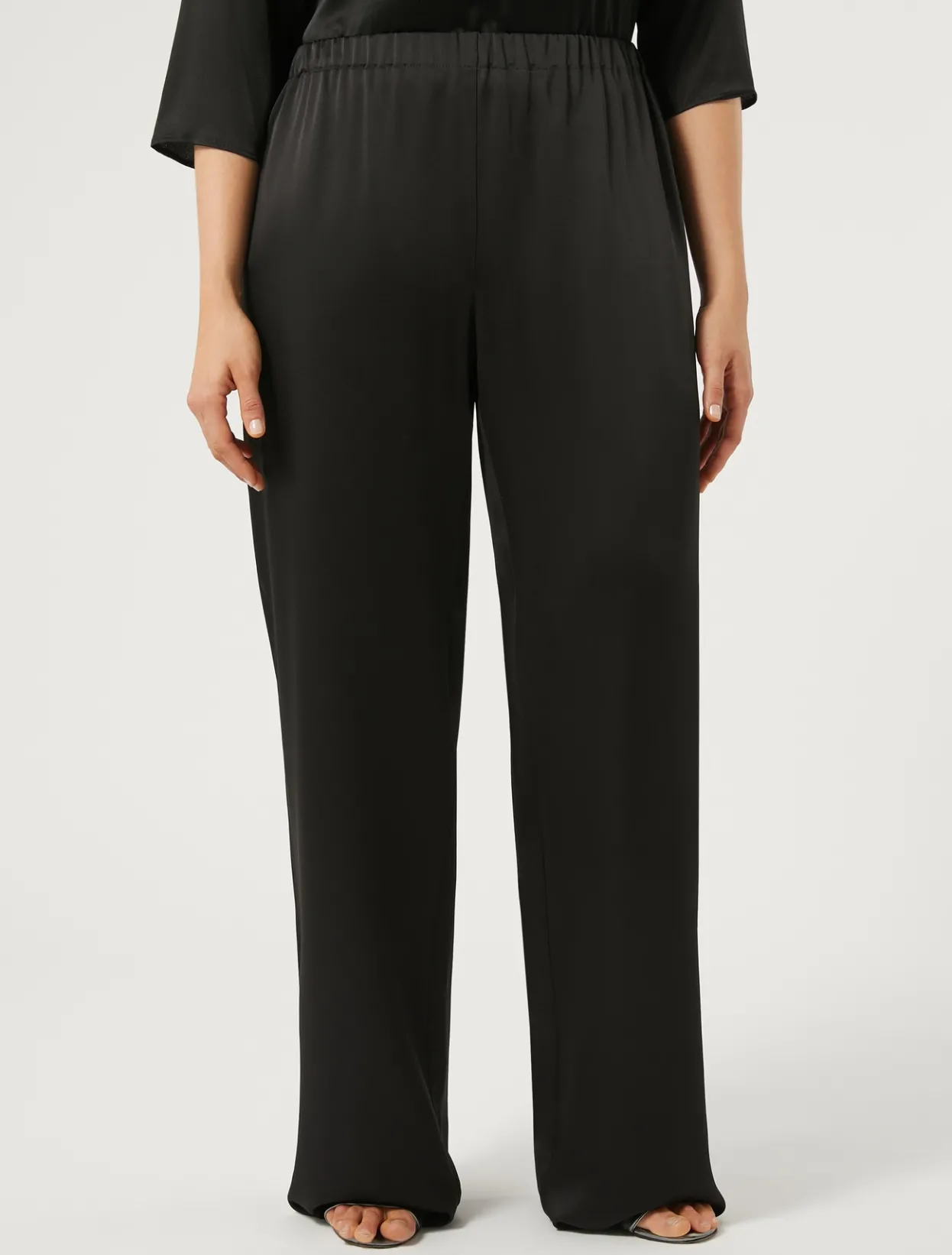 Trousers And Skirts | Trousers & Jeans | Marina Rinaldi Shiny frisottino trousers BLACK