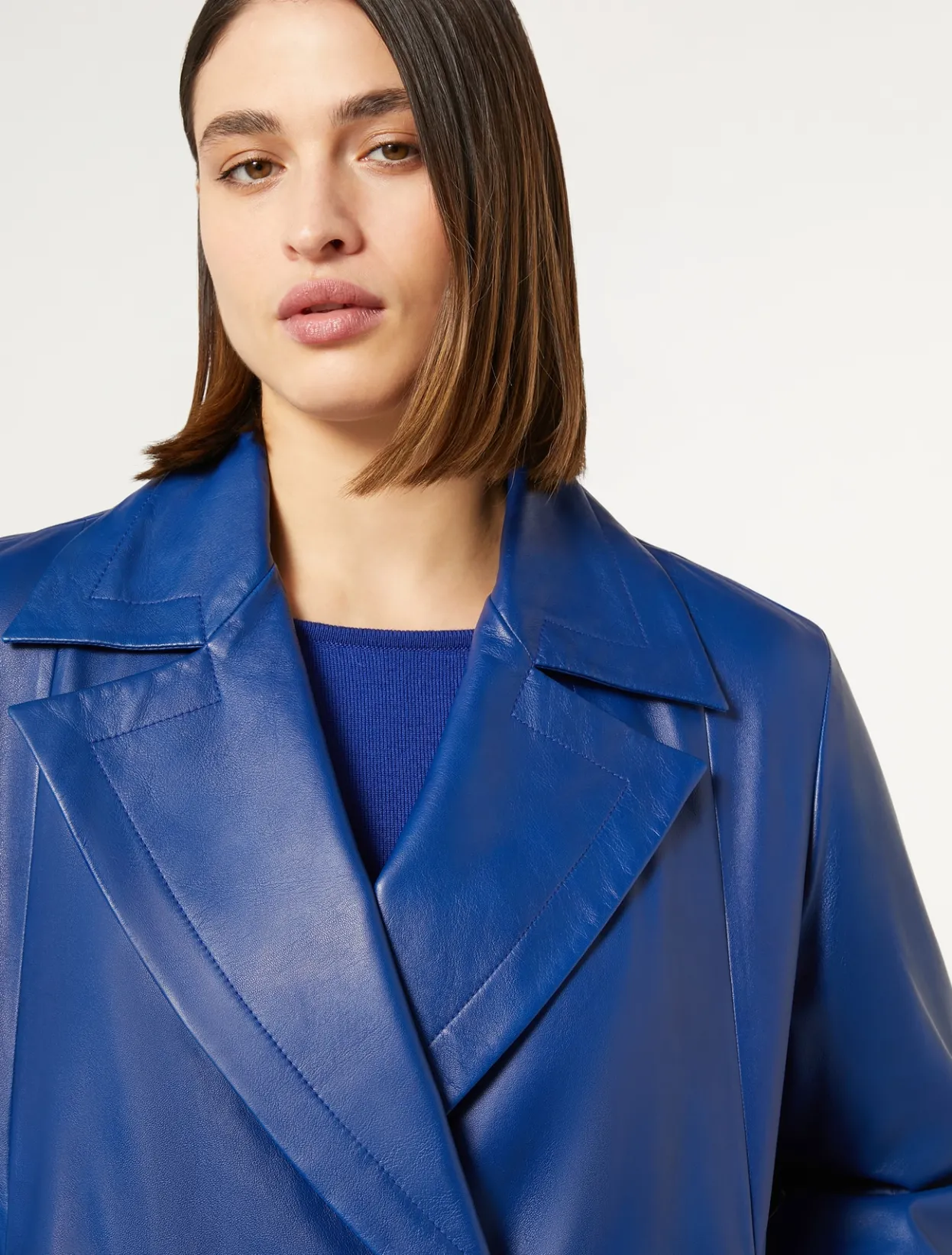 Jacket & Blazers | Jacket & Blazers | Marina Rinaldi Shiny Nappa leather jacket CORNFLOWERBLUE