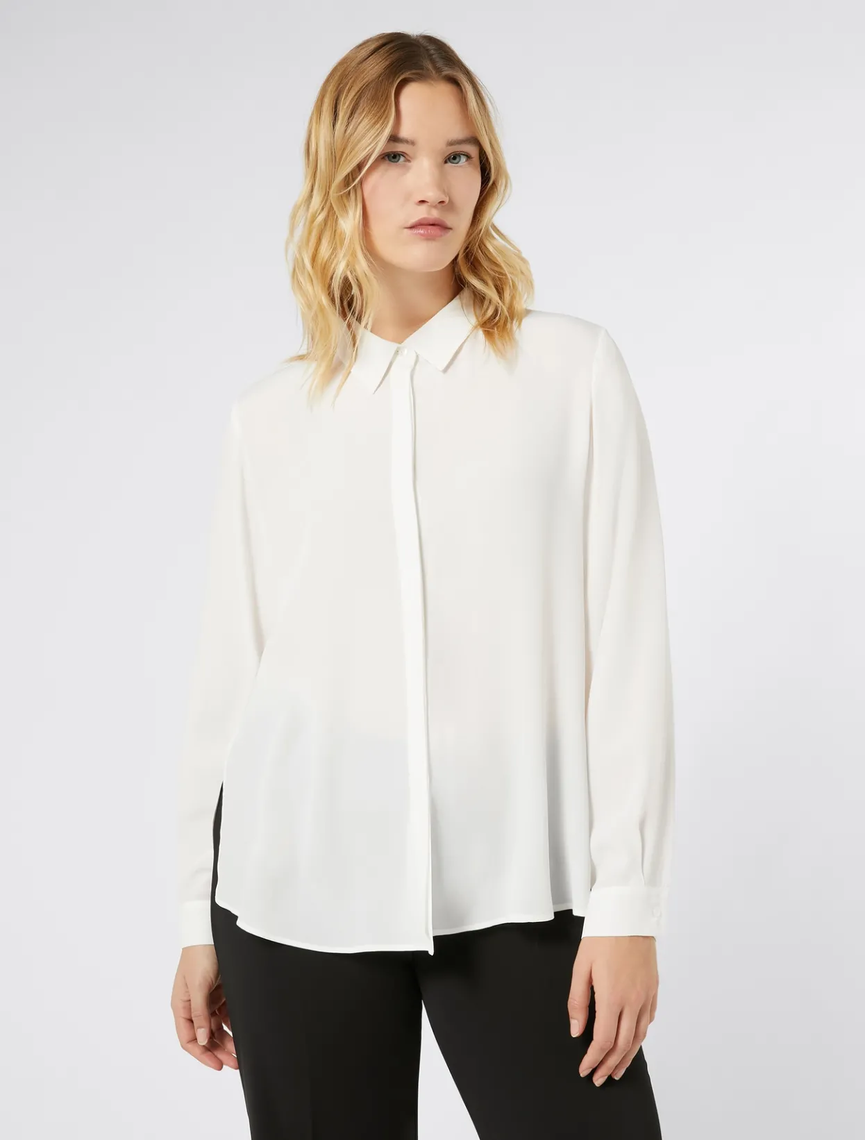 Blouses | Blouses & Shirts | Marina Rinaldi Silk blend crêpe de Chine shirt WHITE