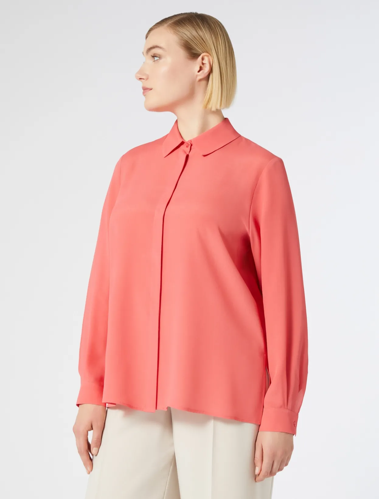 Blouses | Blouses & Shirts | Marina Rinaldi Silk blend crêpe de Chine shirt CORAL