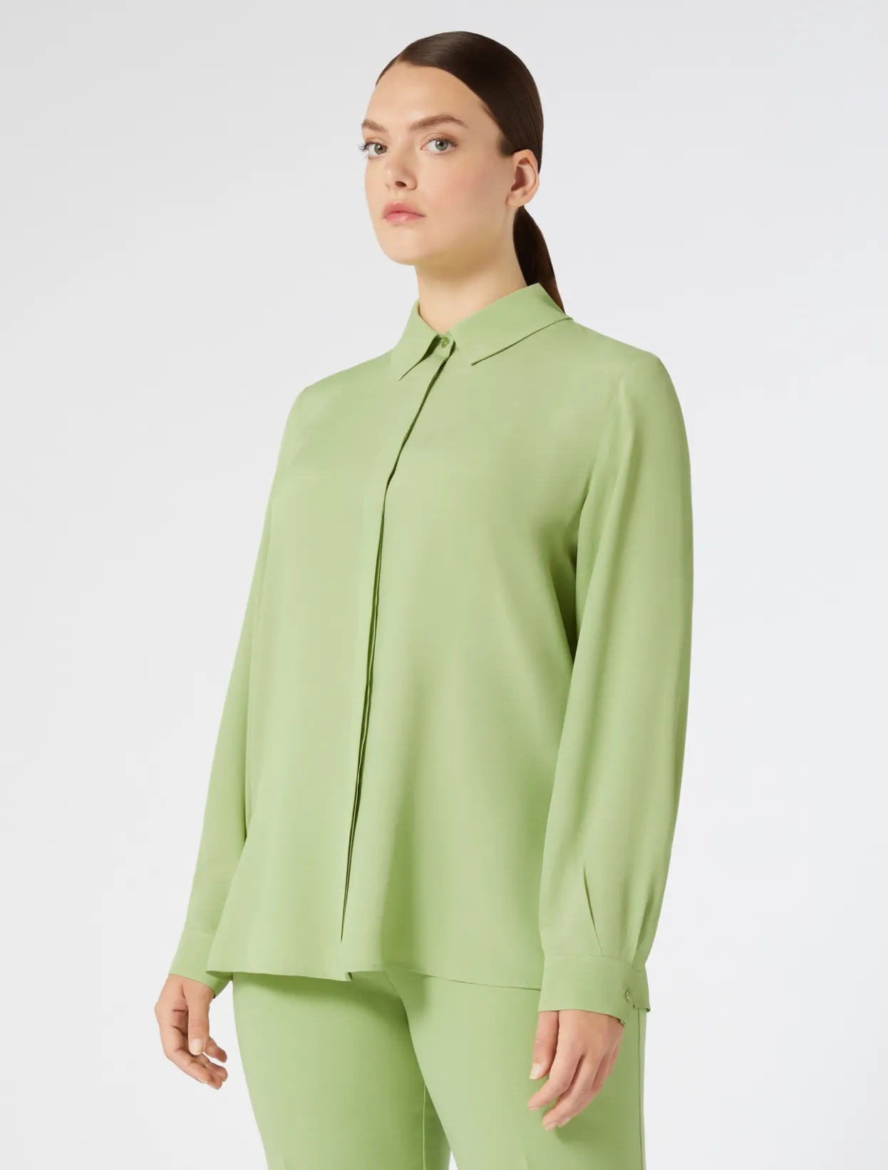 Blouses | Blouses & Shirts | Marina Rinaldi Silk blend crêpe de Chine shirt OLIVEGREEN