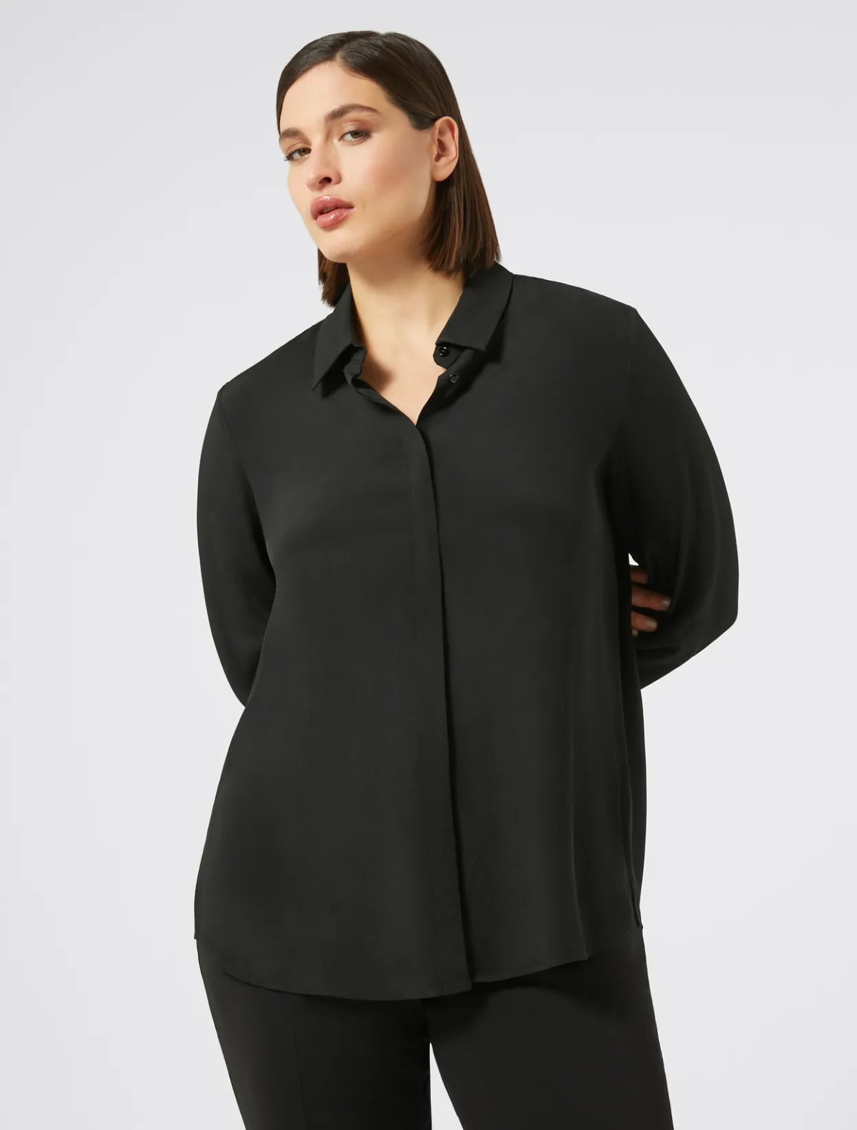 Blouses | Blouses & Shirts | Marina Rinaldi Silk blend crêpe de Chine shirt BLACK