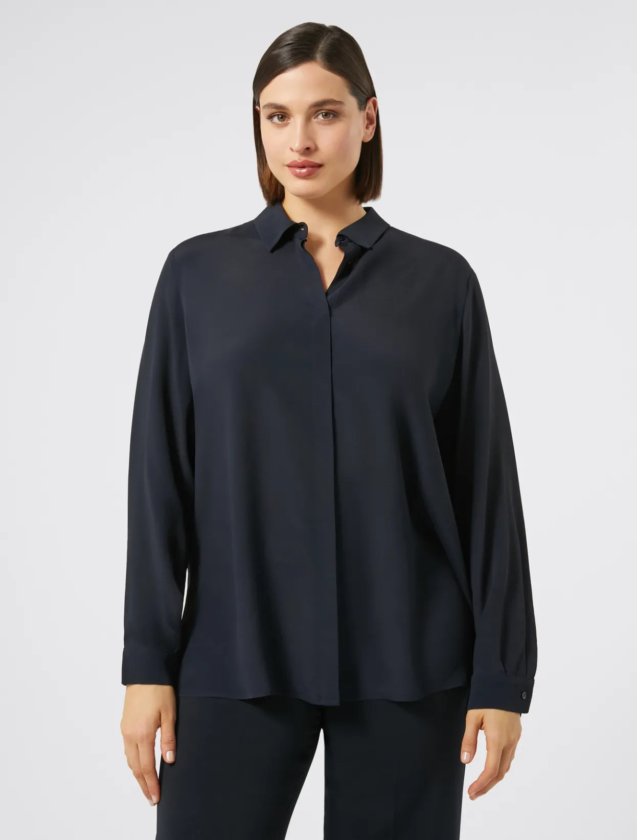 Blouses | Blouses & Shirts | Marina Rinaldi Silk blend crêpe de Chine shirt ULTRAMARINE