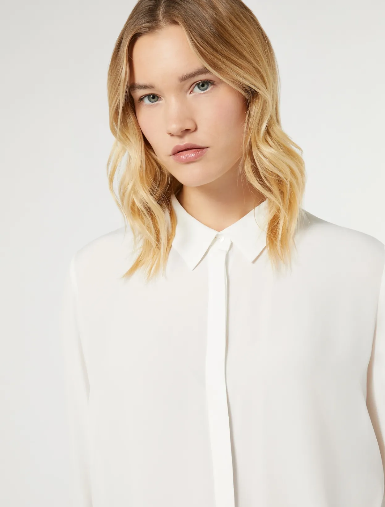 Blouses | Blouses & Shirts | Marina Rinaldi Silk blend crêpe de Chine shirt WHITE