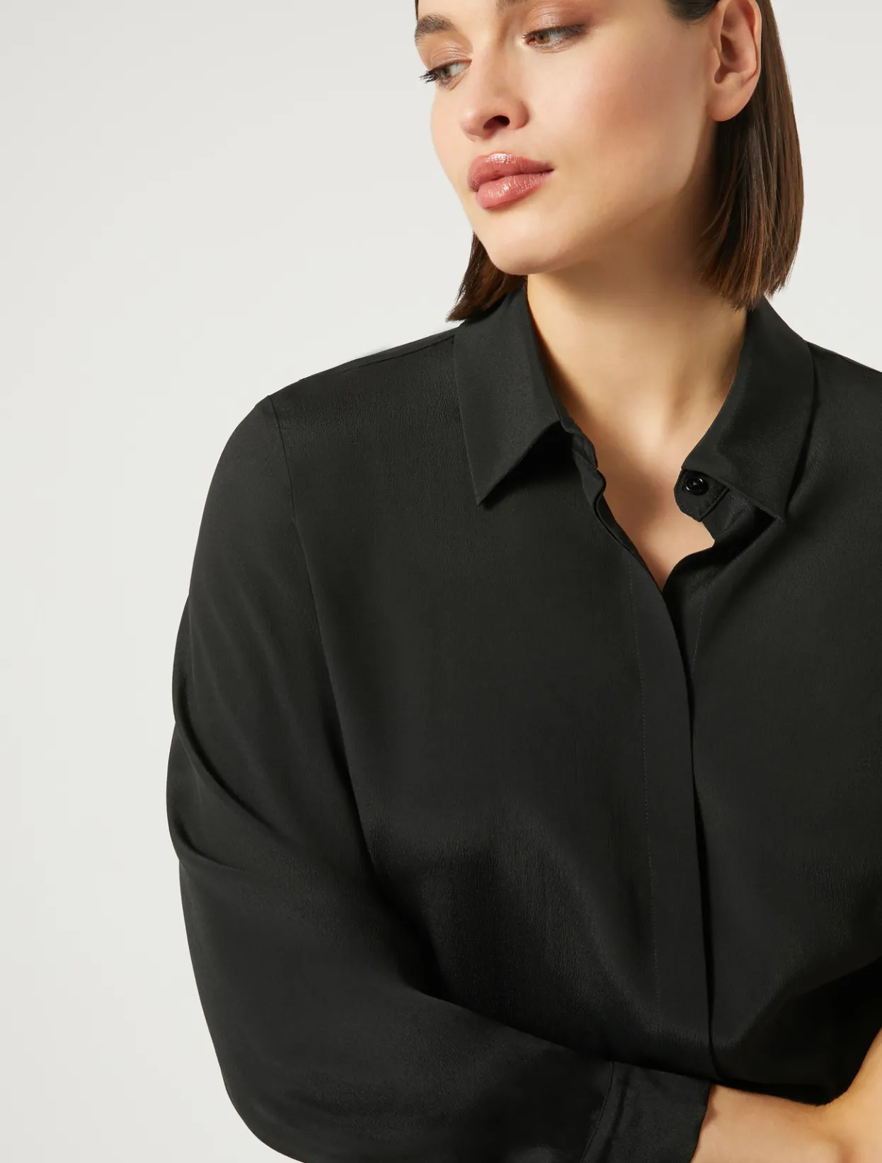 Blouses | Blouses & Shirts | Marina Rinaldi Silk blend crêpe de Chine shirt BLACK