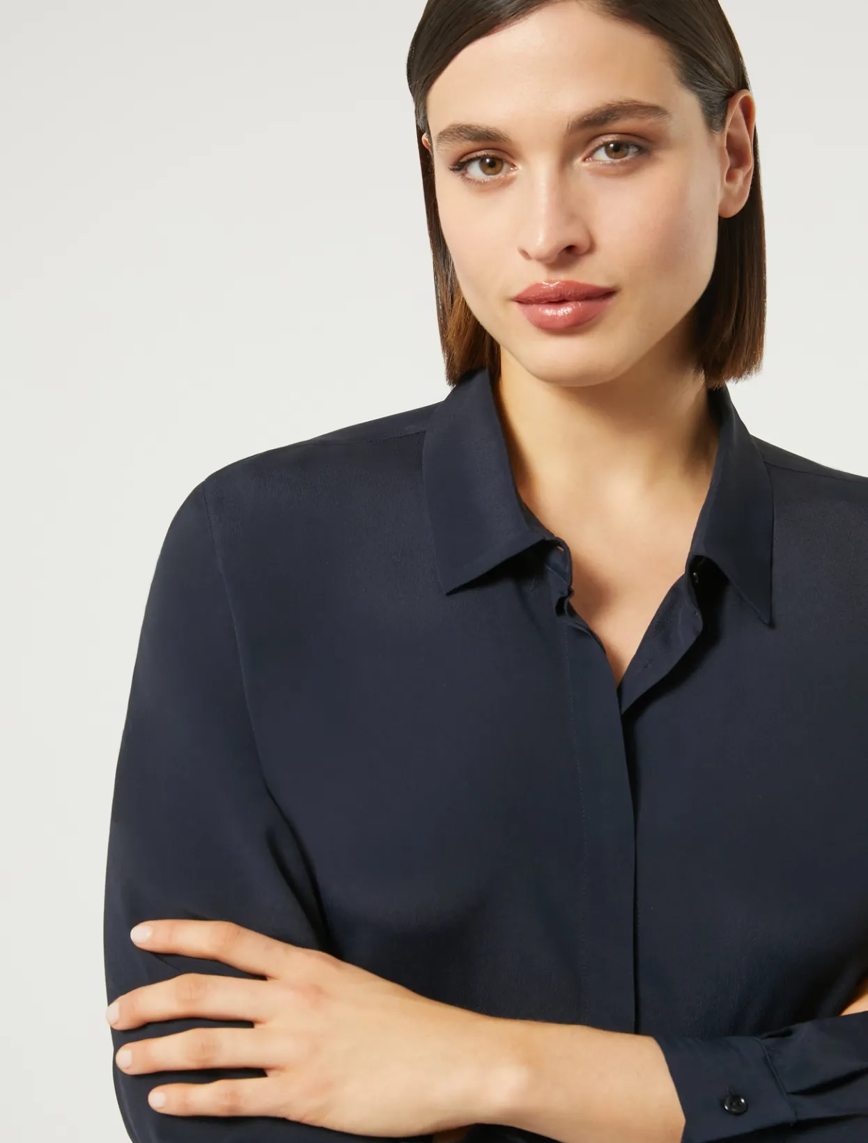 Blouses | Blouses & Shirts | Marina Rinaldi Silk blend crêpe de Chine shirt ULTRAMARINE