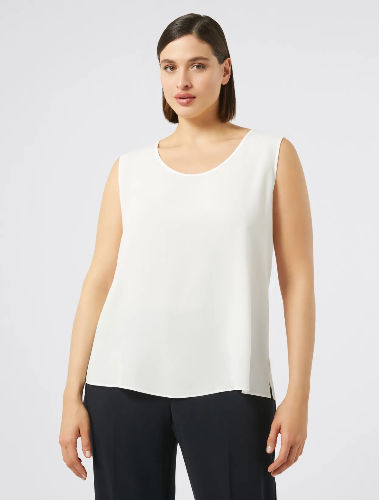 Blouses | Blouses & Shirts | Marina Rinaldi Silk blend crêpe de Chine top WHITE