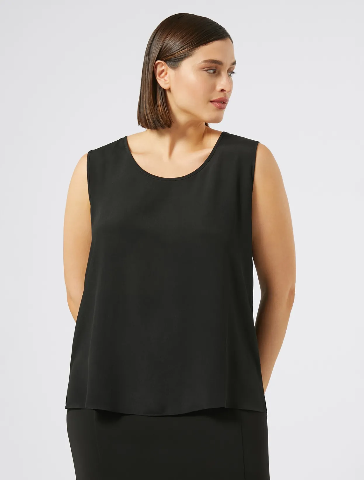 Blouses | Blouses & Shirts | Marina Rinaldi Silk blend crêpe de Chine top BLACK