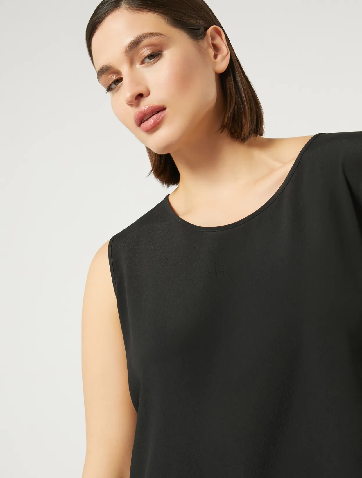 Blouses | Blouses & Shirts | Marina Rinaldi Silk blend crêpe de Chine top BLACK