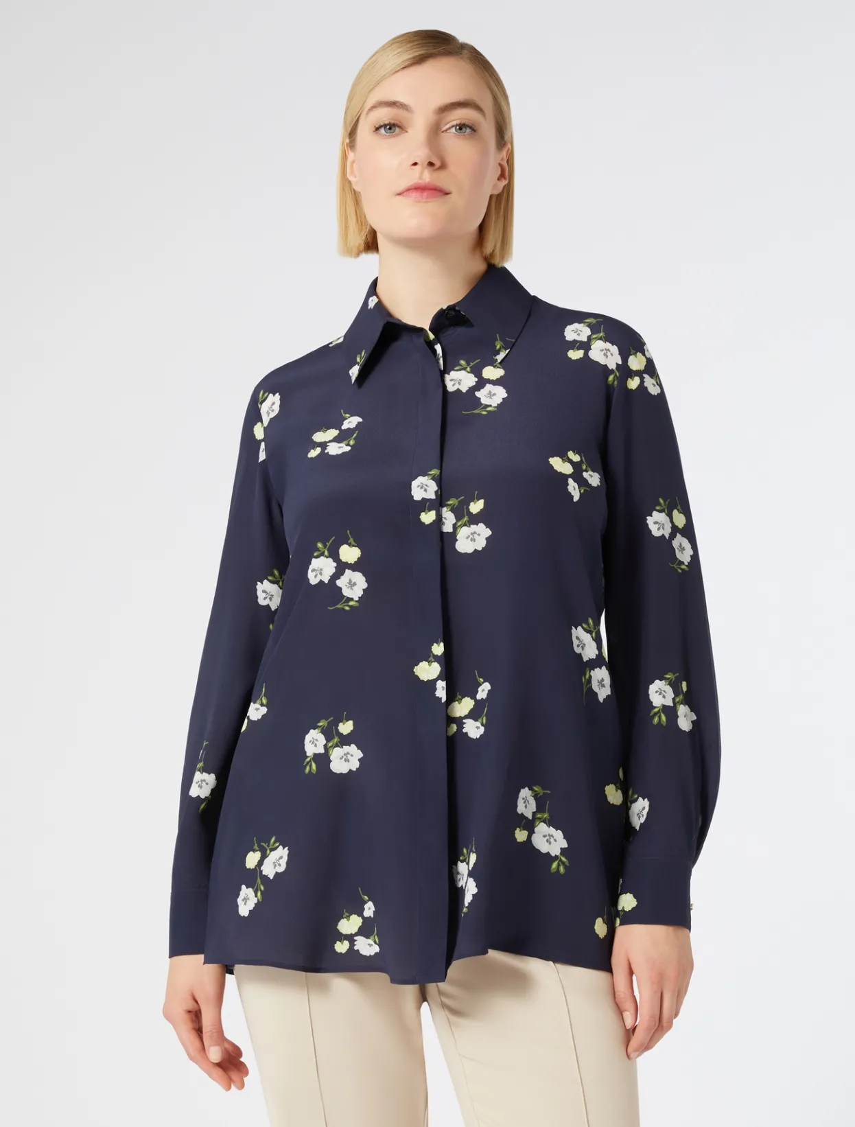 Blouses & Shirts | Blouses & Shirts | Marina Rinaldi Silk crepe de chine shirt MIDNIGHTBLUE