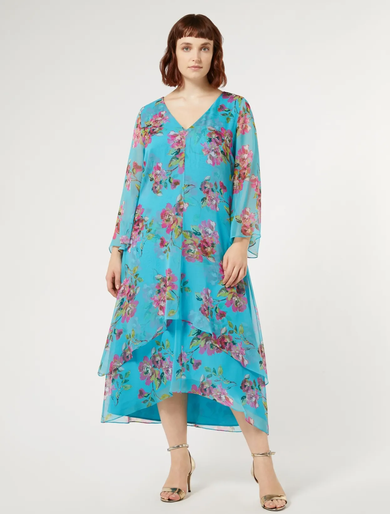 Dresses | Dresses | Marina Rinaldi Silk georgette dress TURQUOISE