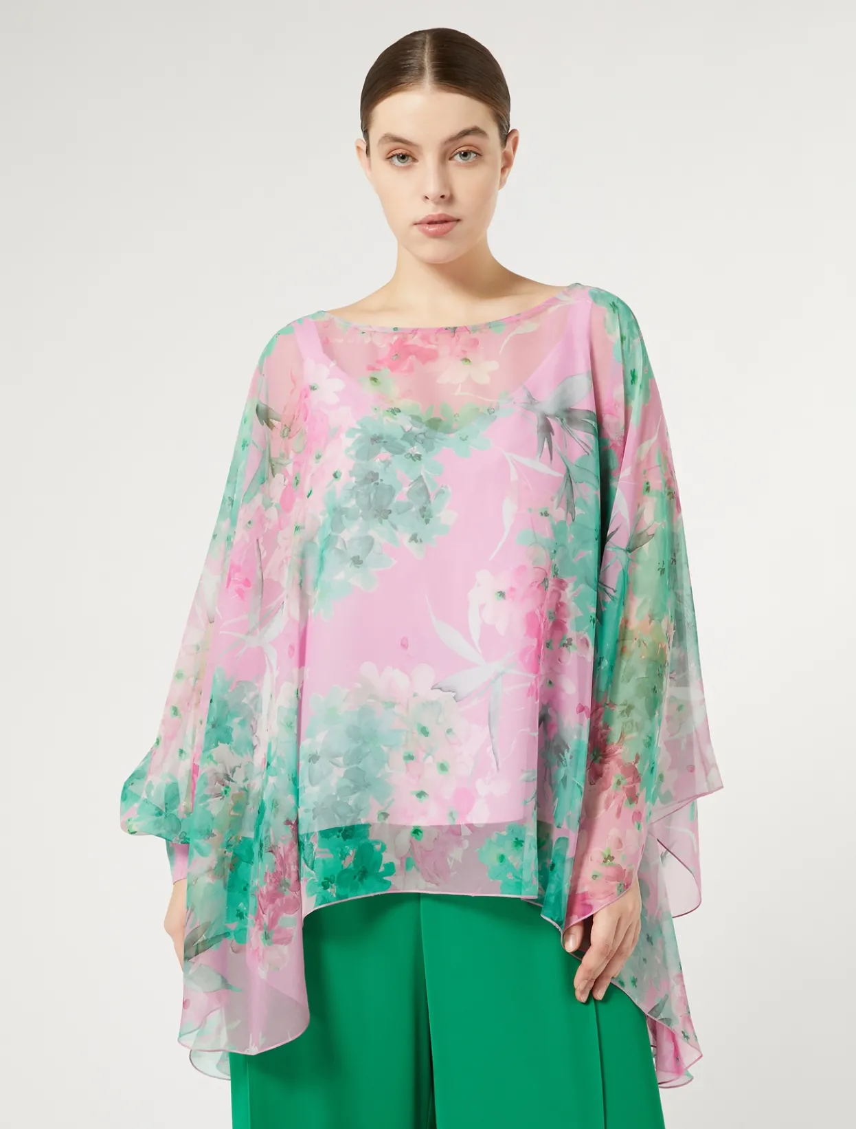 Blouses | Blouses & Shirts | Marina Rinaldi Silk georgette tunic PINK