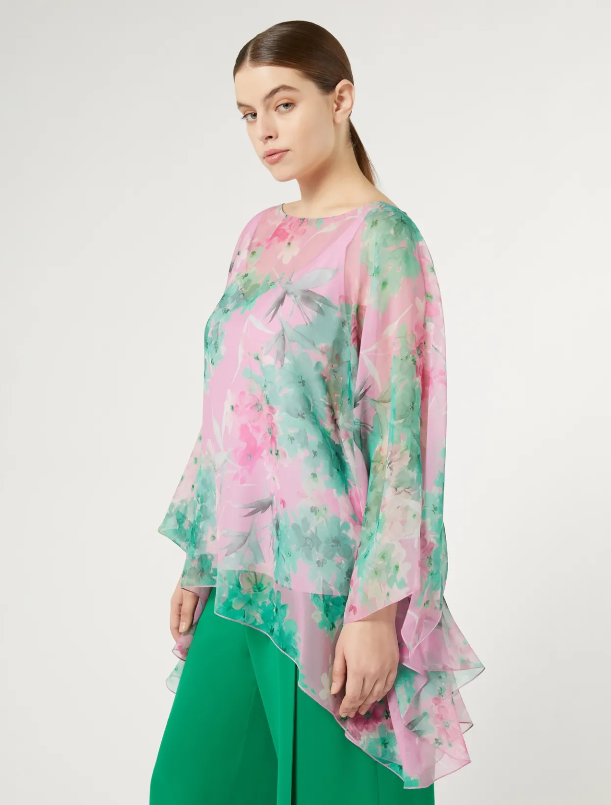 Blouses | Blouses & Shirts | Marina Rinaldi Silk georgette tunic PINK