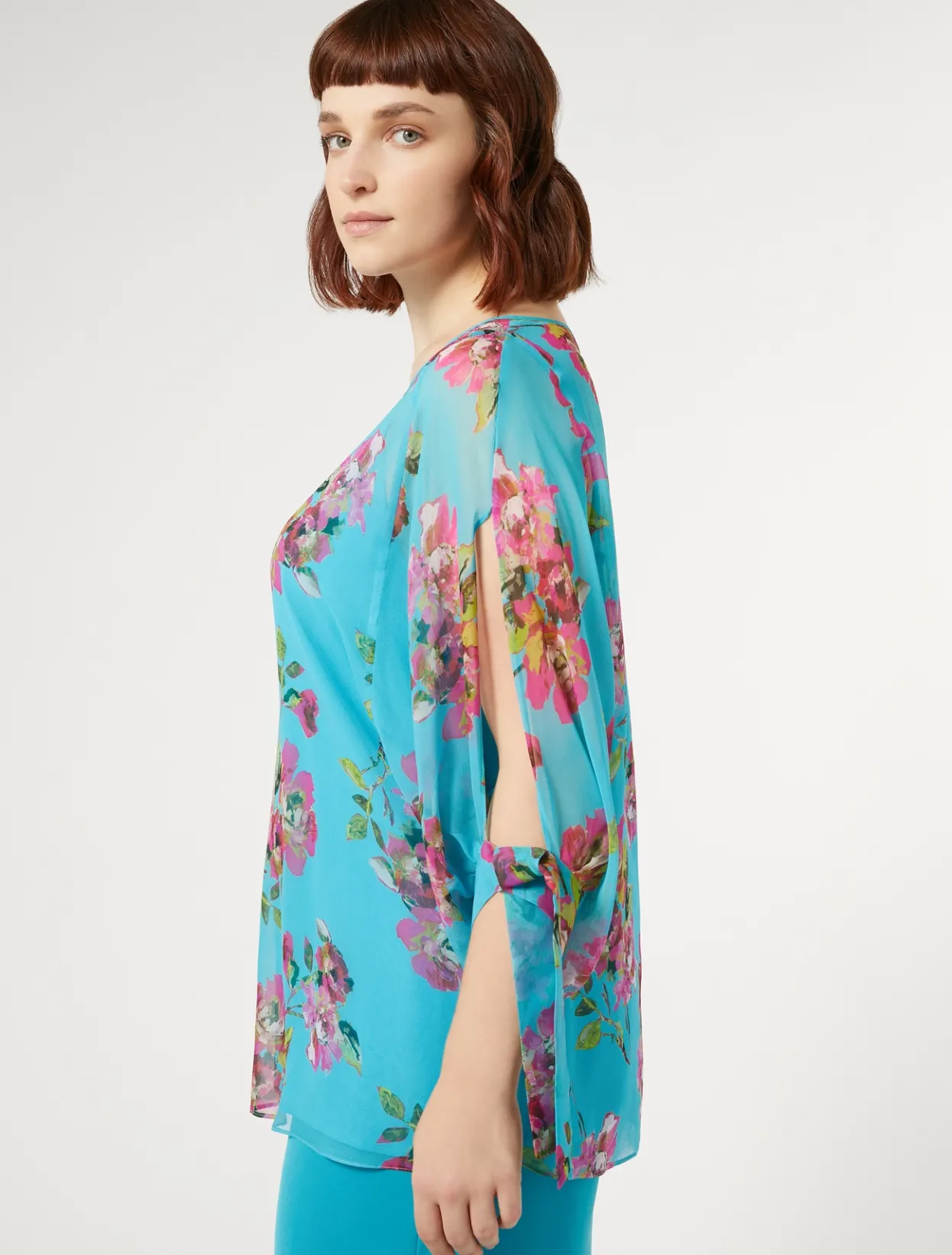 Blouses | Blouses & Shirts | Marina Rinaldi Silk georgette tunic TURQUOISE