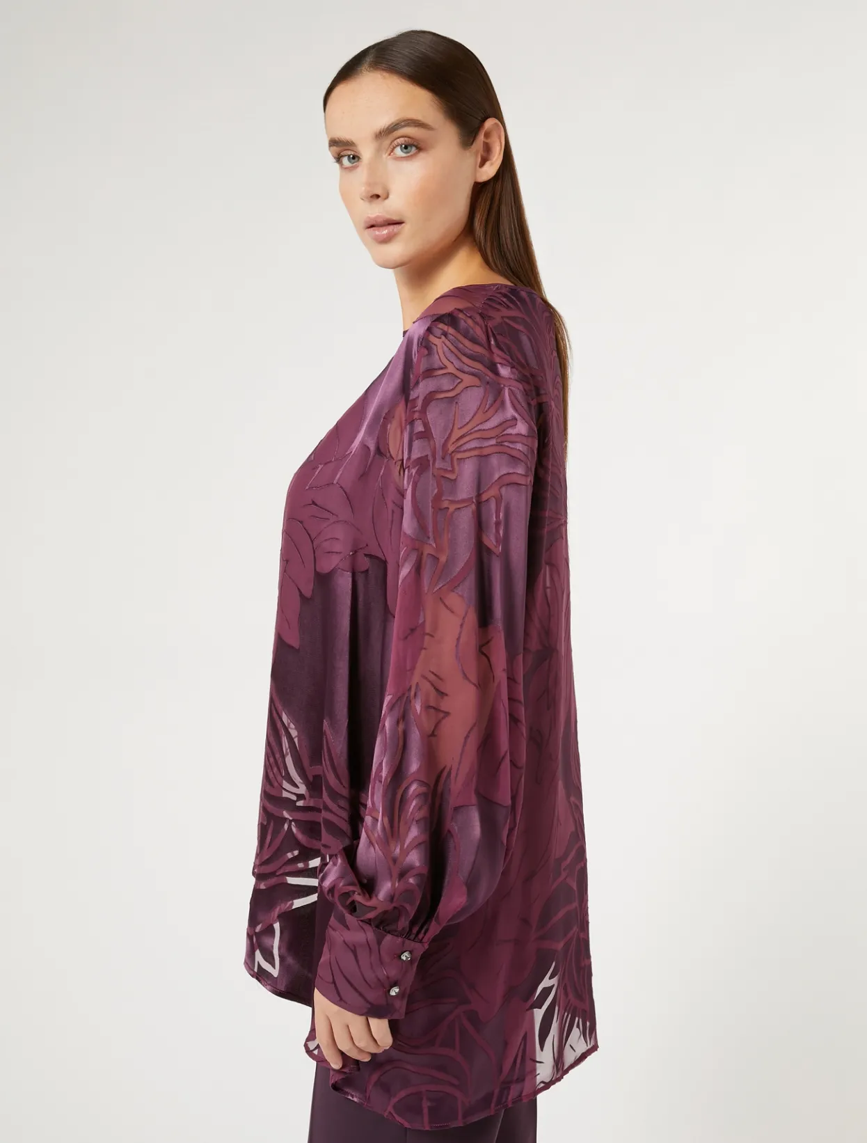 Blouses | Blouses & Shirts | Marina Rinaldi Silk satin and viscose tunic BORDEAUX