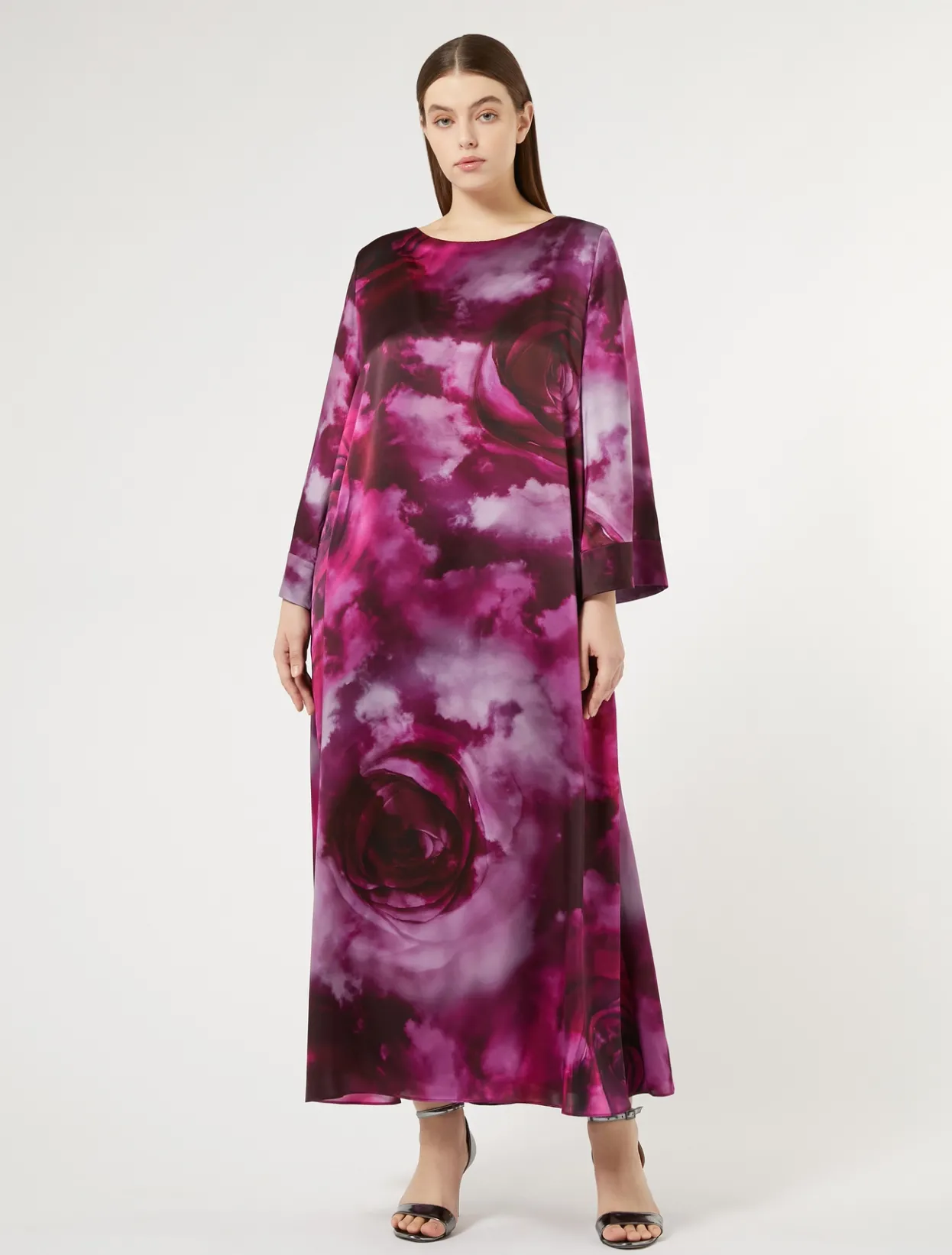 Dresses | Dresses | Marina Rinaldi Silk satin oversized dress BORDEAUX