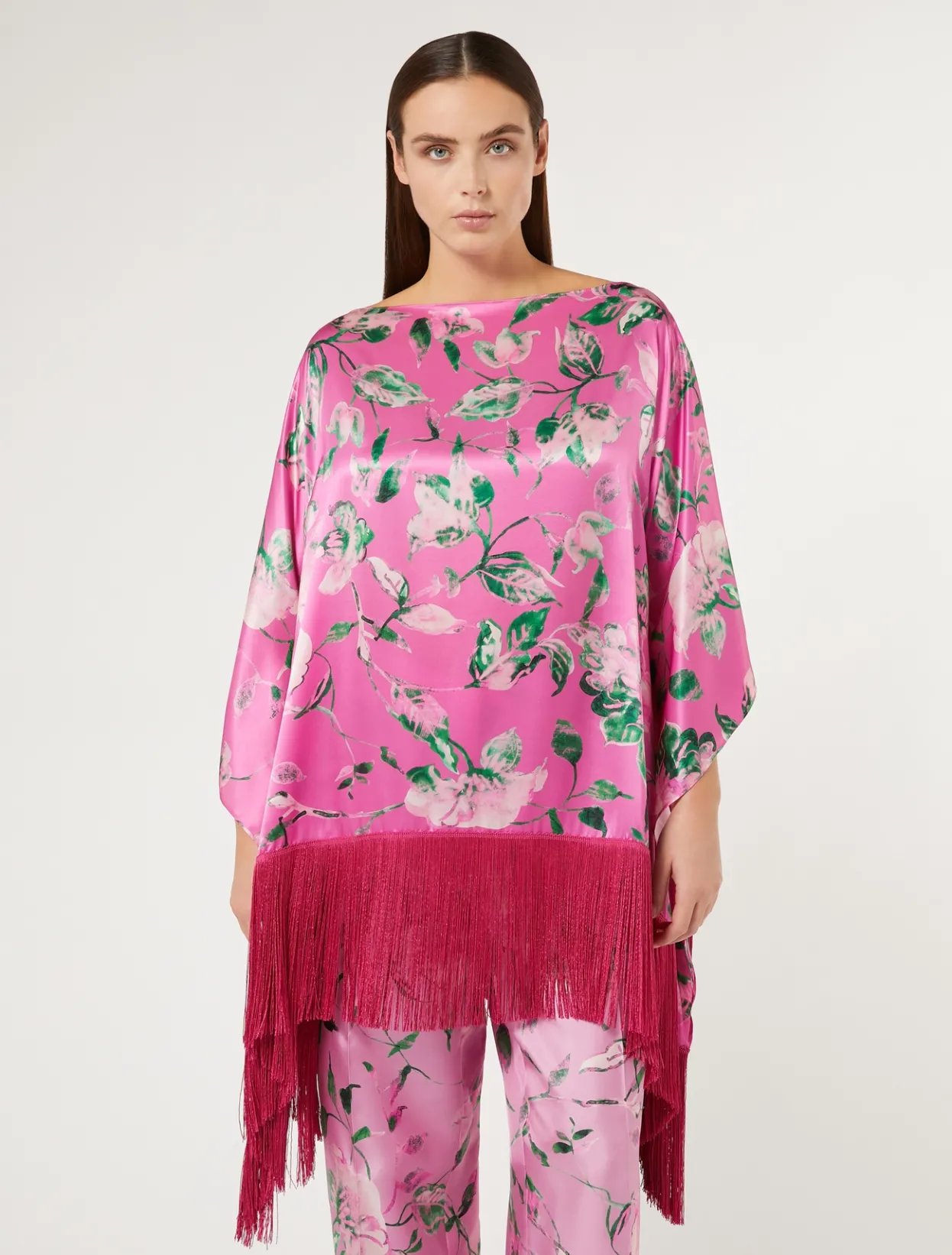 Jackets | Blouses & Shirts | Marina Rinaldi Silk satin poncho PINK