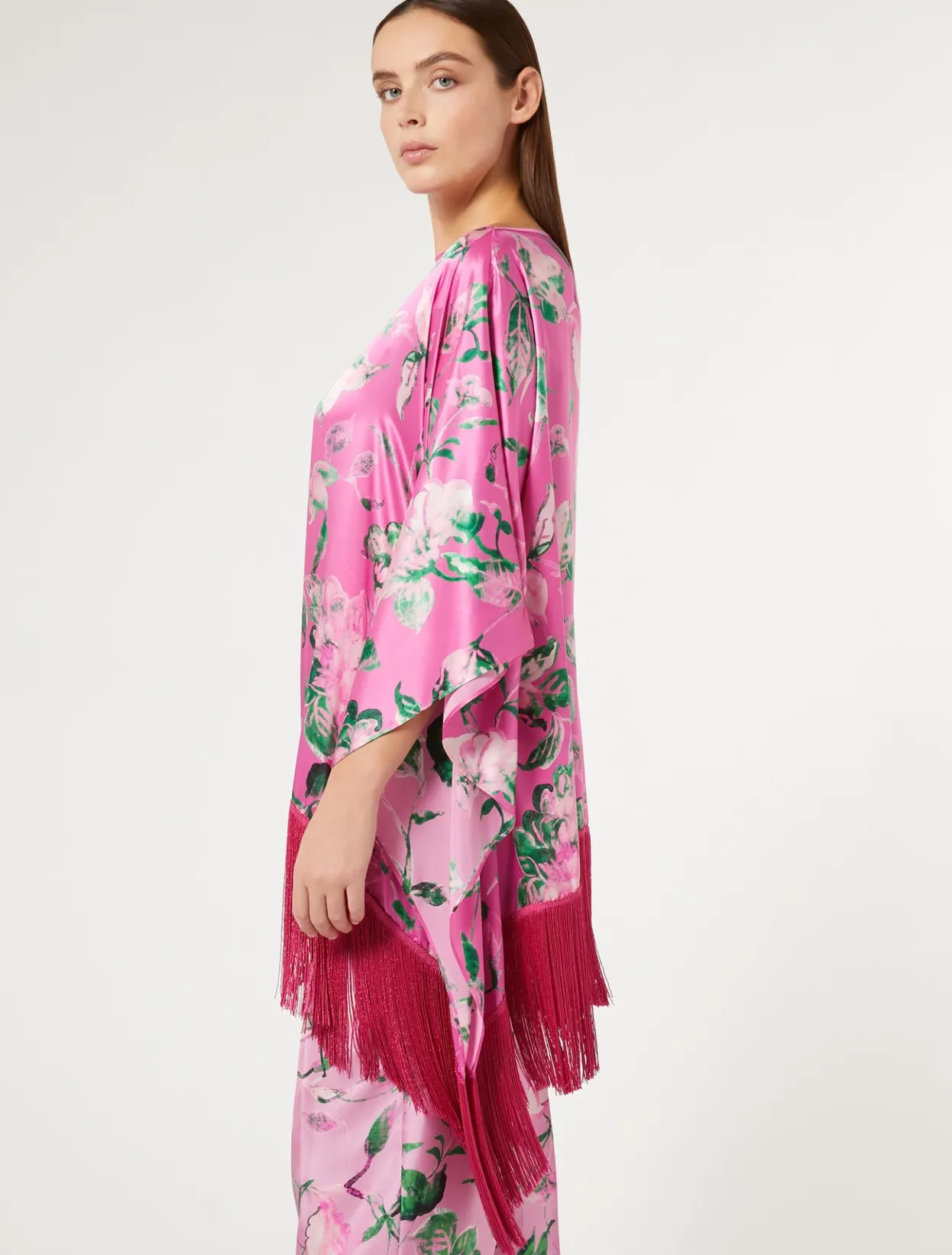 Jackets | Blouses & Shirts | Marina Rinaldi Silk satin poncho PINK