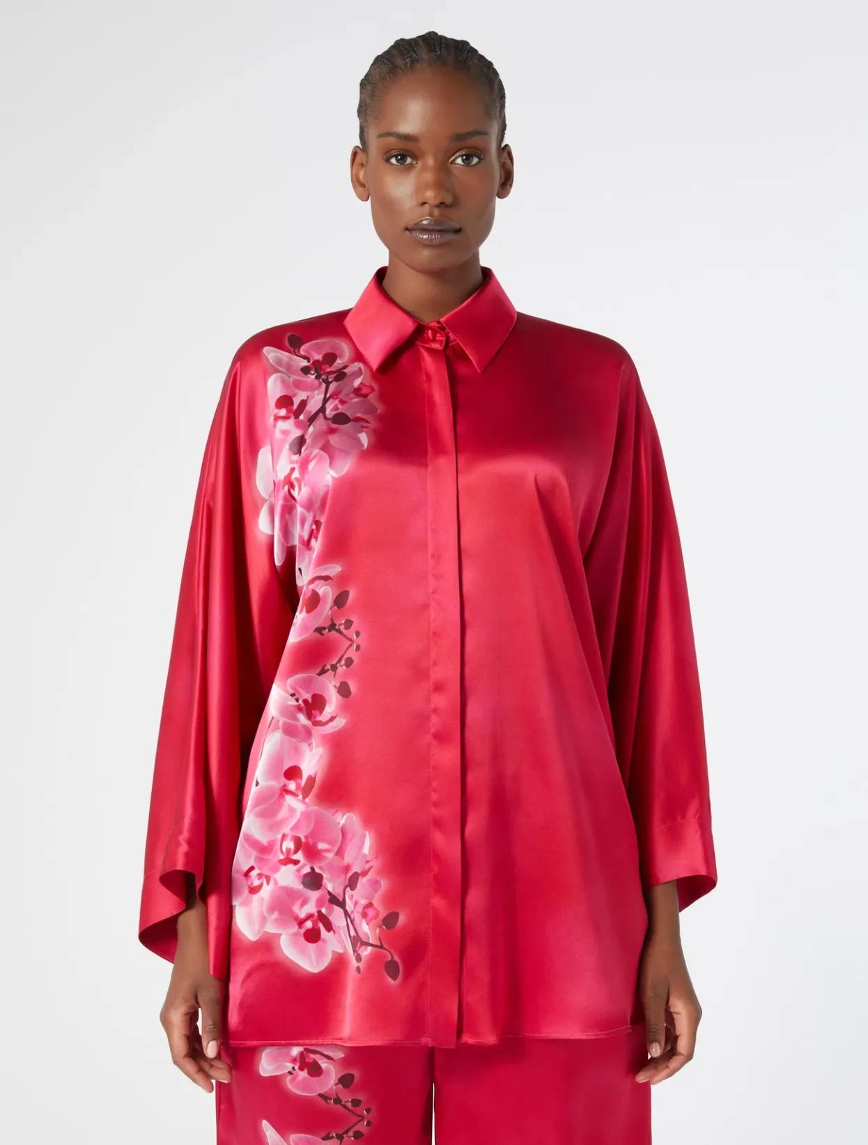 Blouses | Blouses & Shirts | Marina Rinaldi Silk satin shirt FUCHSIA