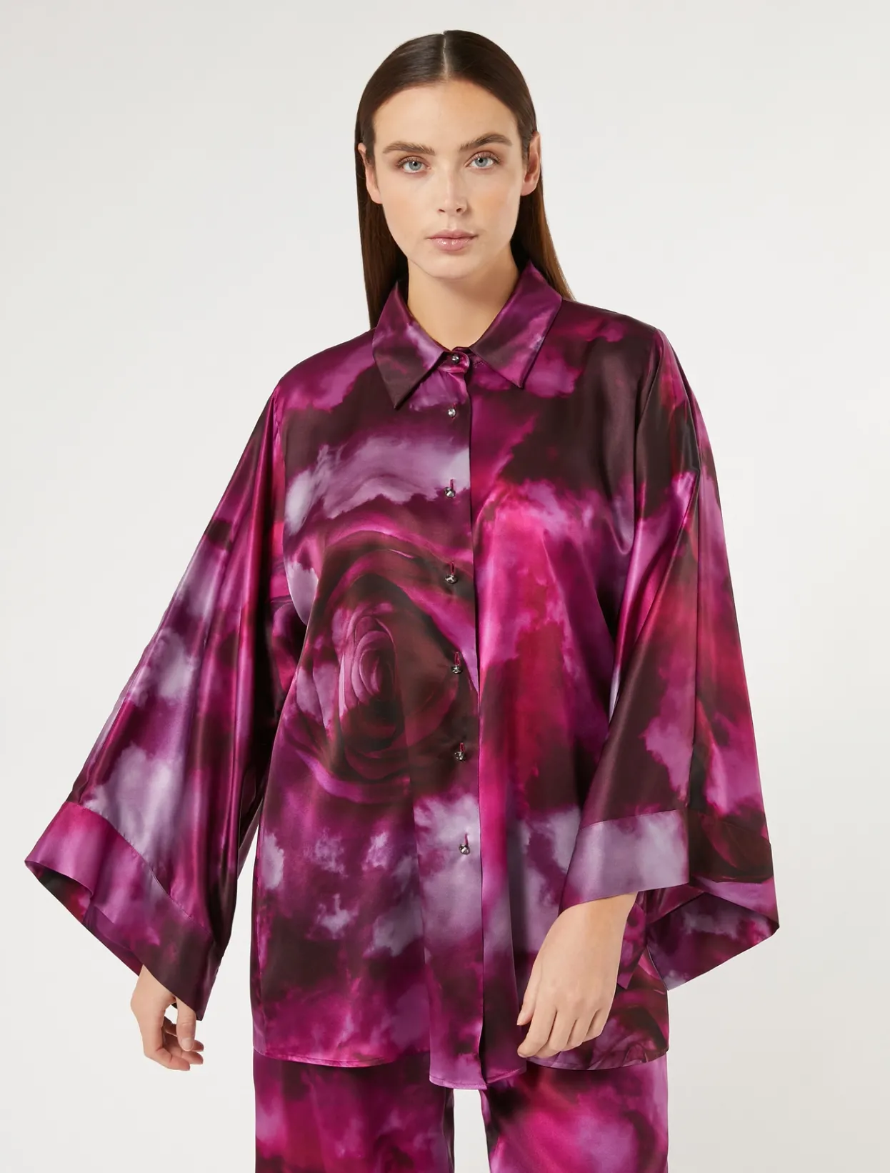 Blouses | Blouses & Shirts | Marina Rinaldi Silk satin shirt BORDEAUX