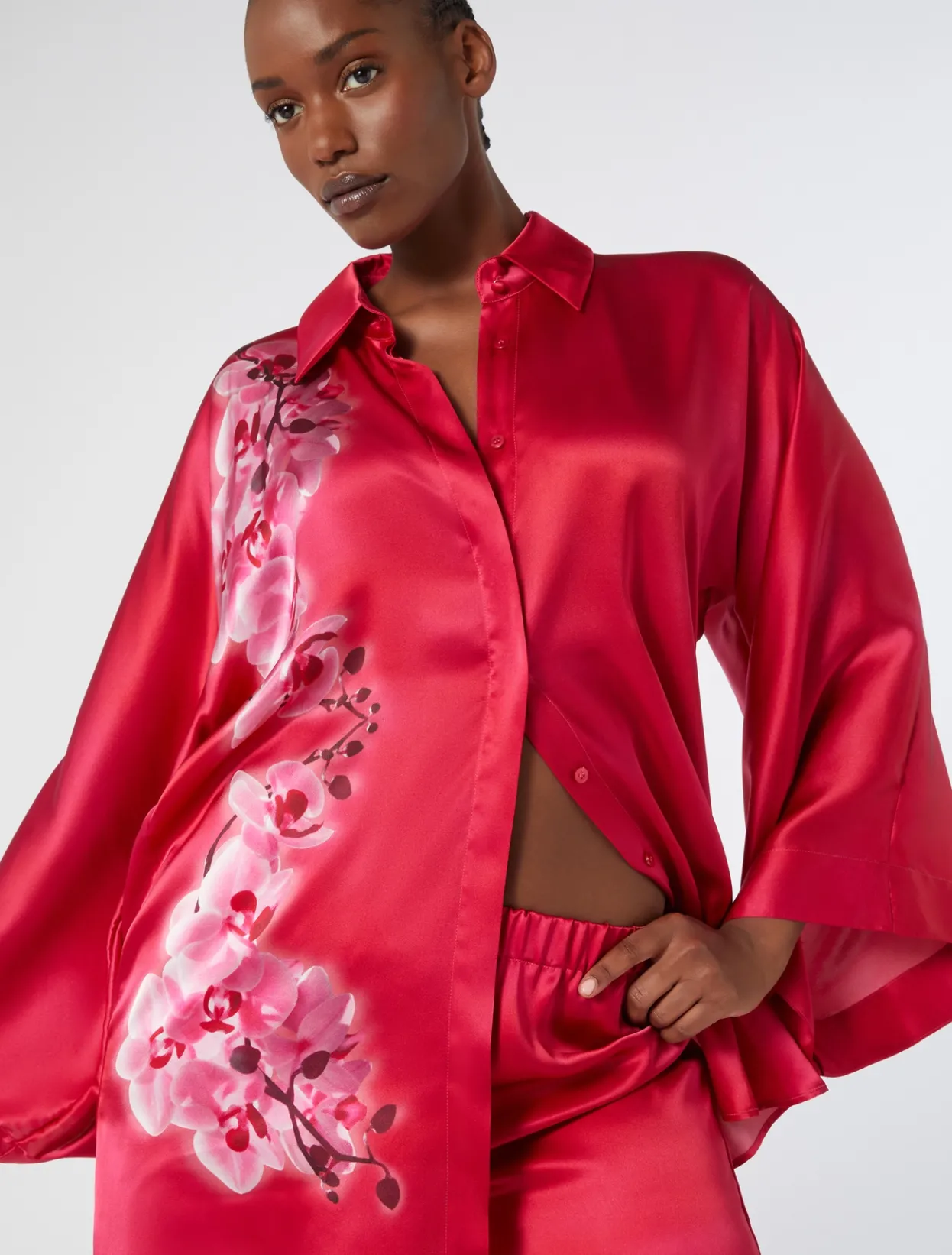 Blouses | Blouses & Shirts | Marina Rinaldi Silk satin shirt FUCHSIA