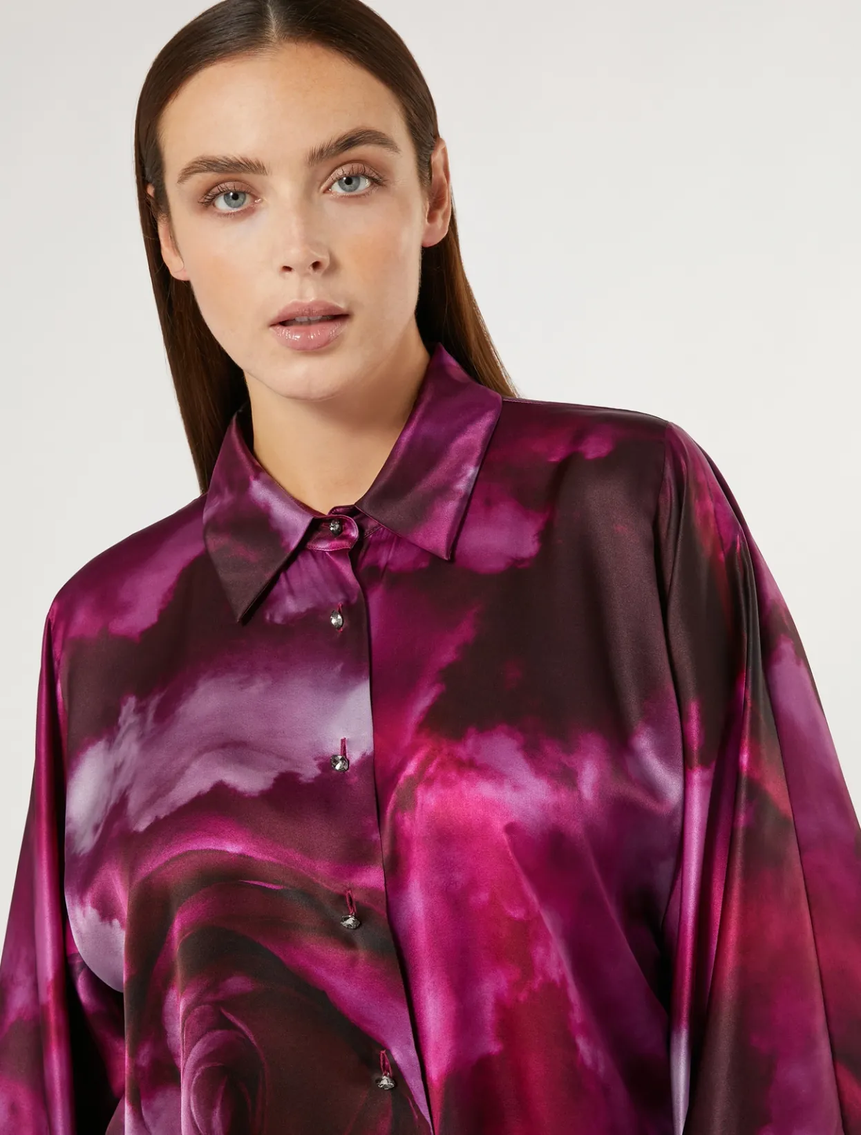 Blouses | Blouses & Shirts | Marina Rinaldi Silk satin shirt BORDEAUX