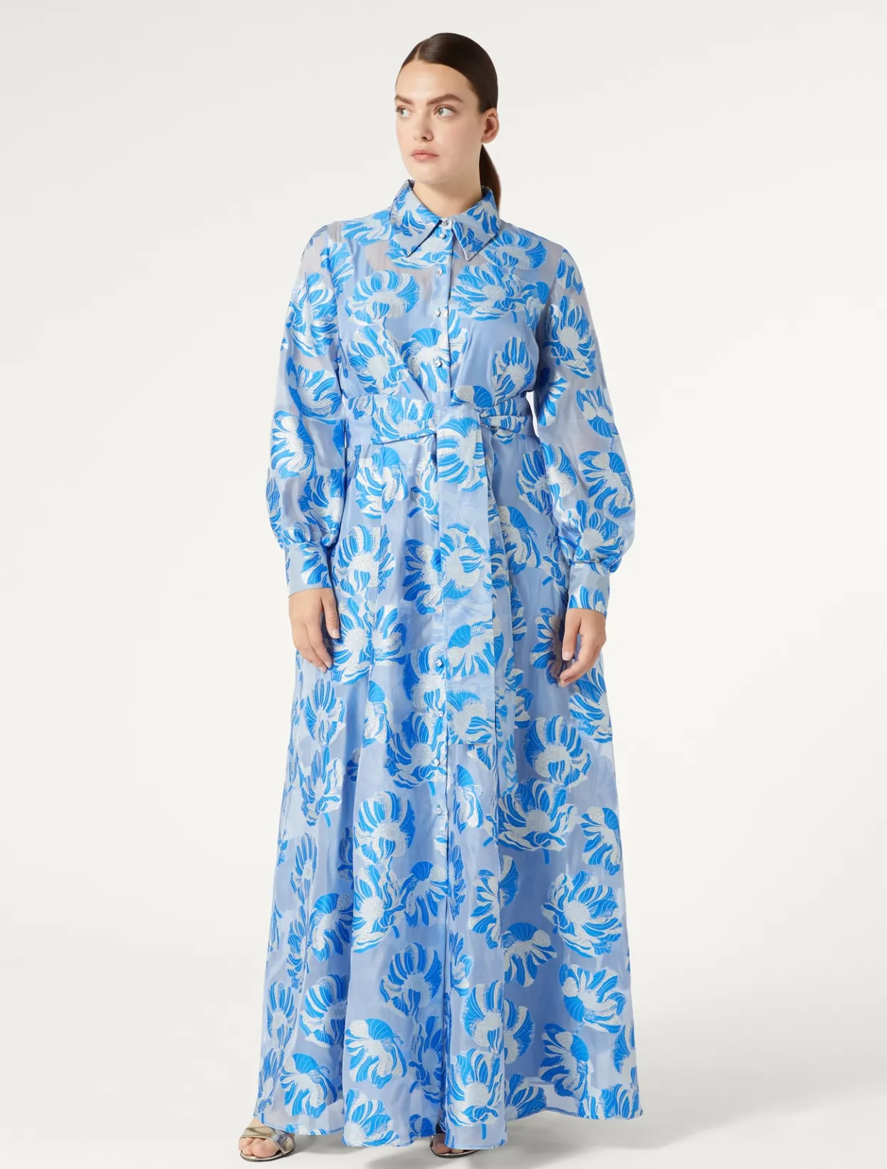 Dresses | Dresses | Marina Rinaldi Silk shirt dress CORNFLOWERBLUE