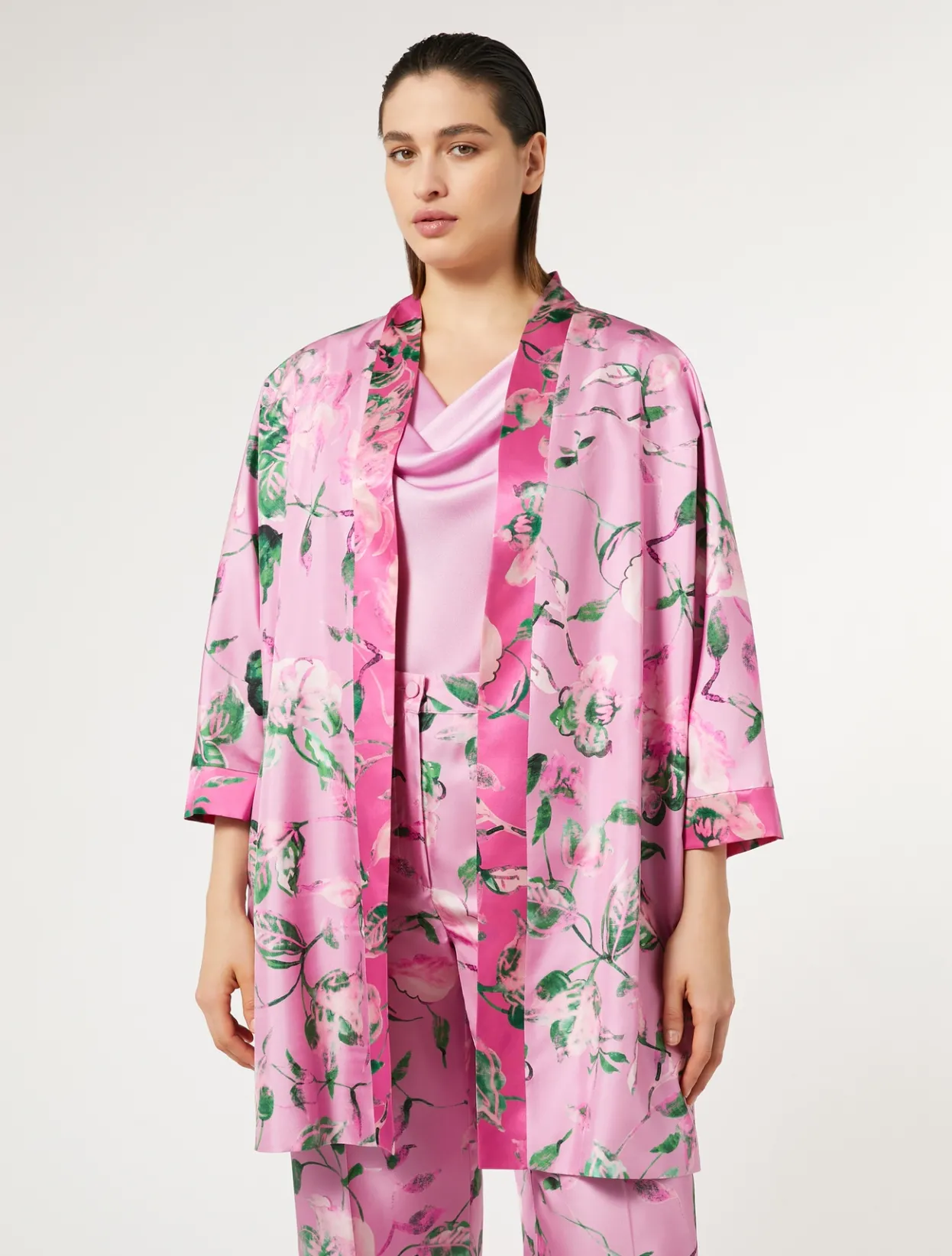 Jackets | Coats | Marina Rinaldi Silk twill dustcoat PINK