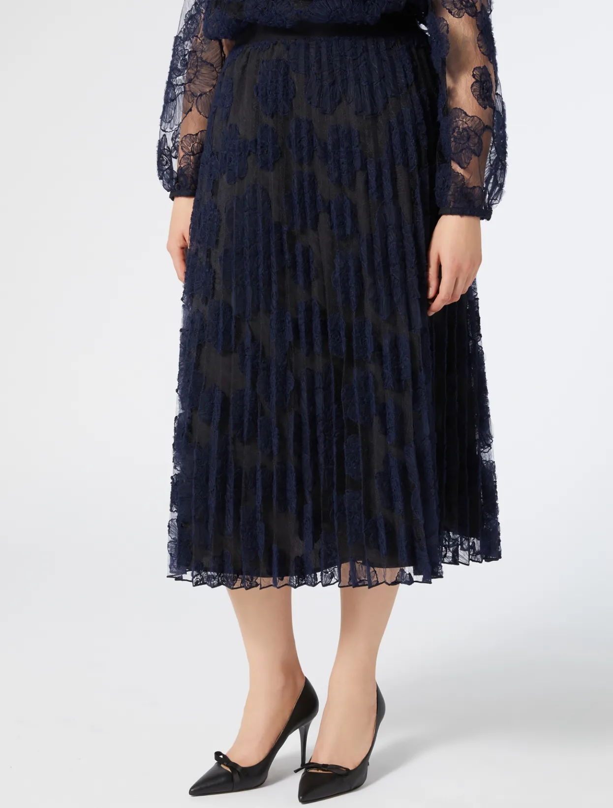 Skirts | Skirts | Marina Rinaldi Skirt in embroidered lace MIDNIGHTBLUE