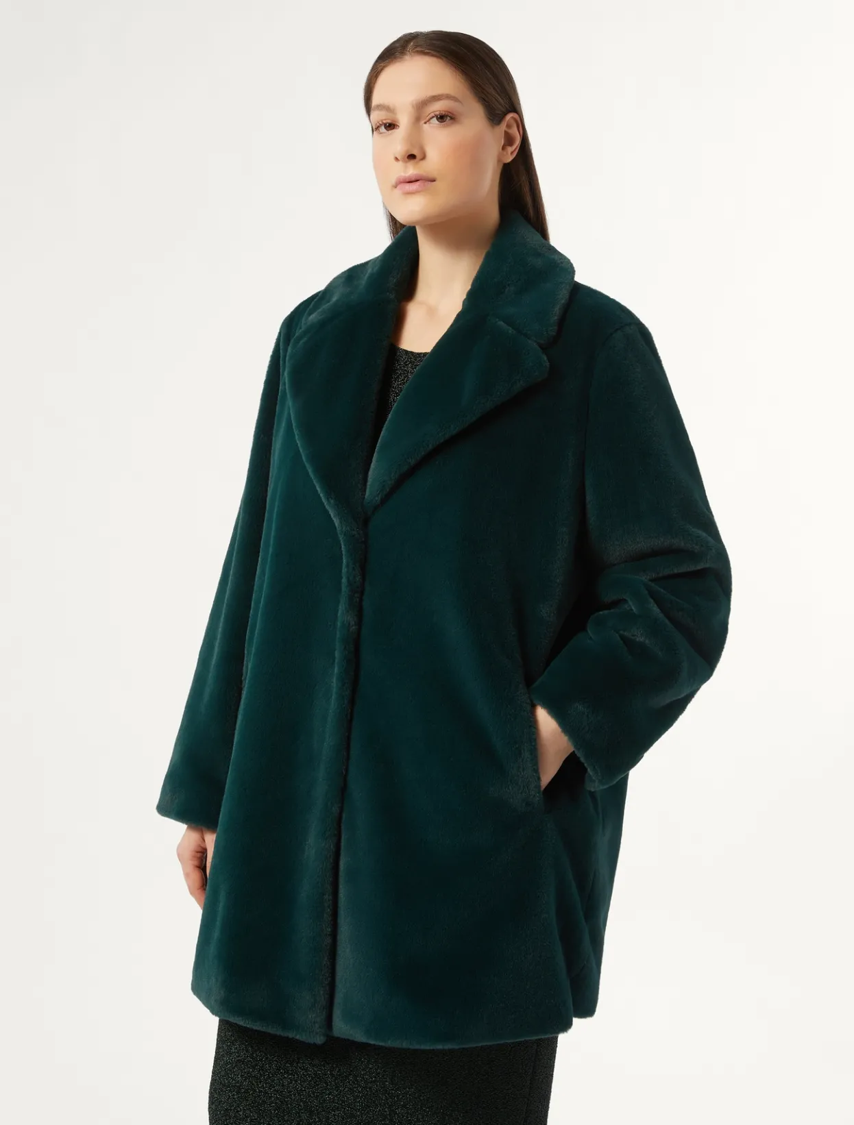 Coats | Coats | Marina Rinaldi Soft textured coat DARKGREEN