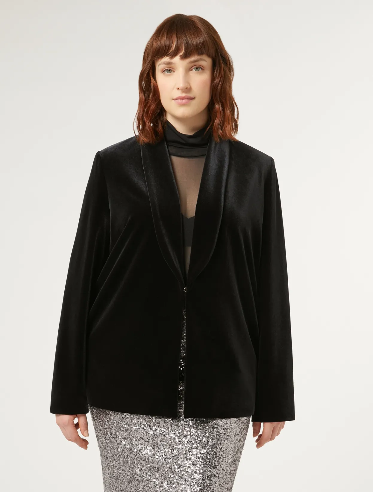 Jacket & Blazers | Jacket & Blazers | Marina Rinaldi Stretch chenille blazer BLACK