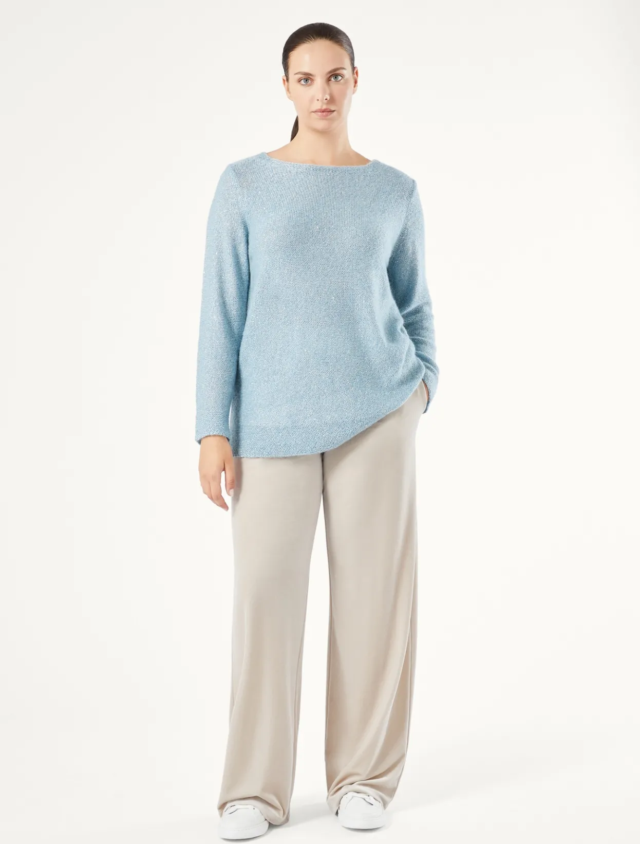 Trousers & Jeans | Trousers & Jeans | Marina Rinaldi Stretch chenille trousers LIGHTGREY