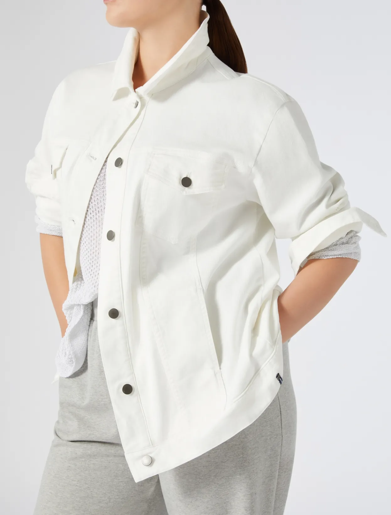 Jacket & Blazers | Jacket & Blazers | Marina Rinaldi Stretch cotton bull denim jacket WHITE