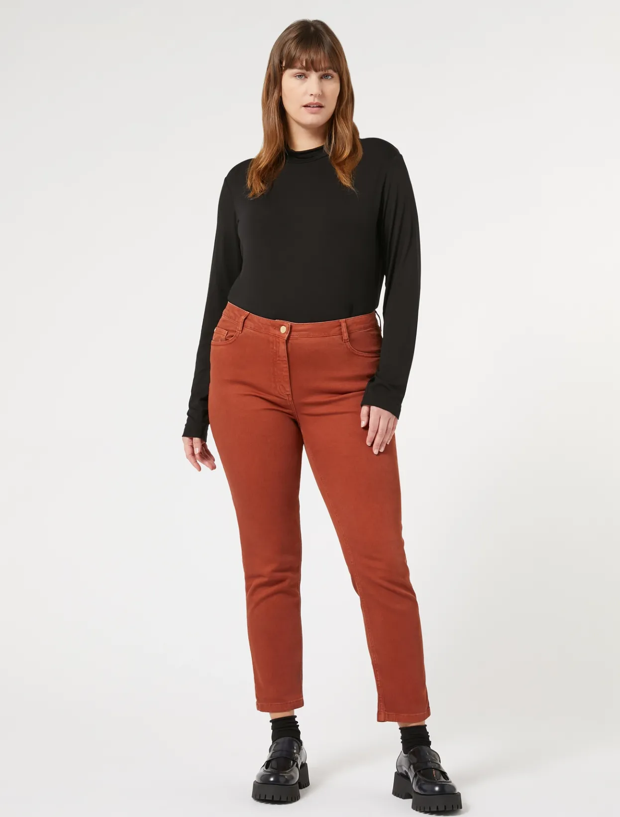 Trousers & Jeans | Trousers & Jeans | Marina Rinaldi Stretch cotton bull denim jeans TERRACOTTA