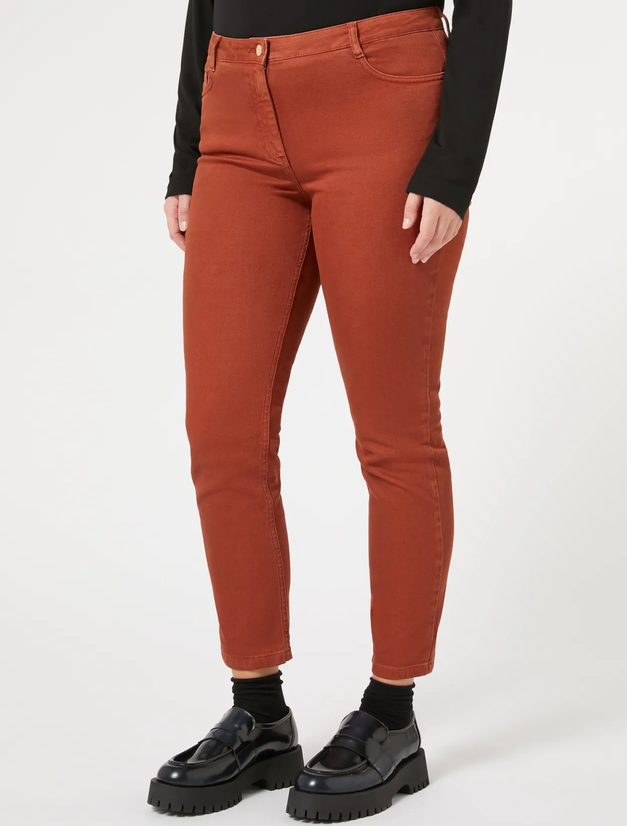 Trousers & Jeans | Trousers & Jeans | Marina Rinaldi Stretch cotton bull denim jeans TERRACOTTA