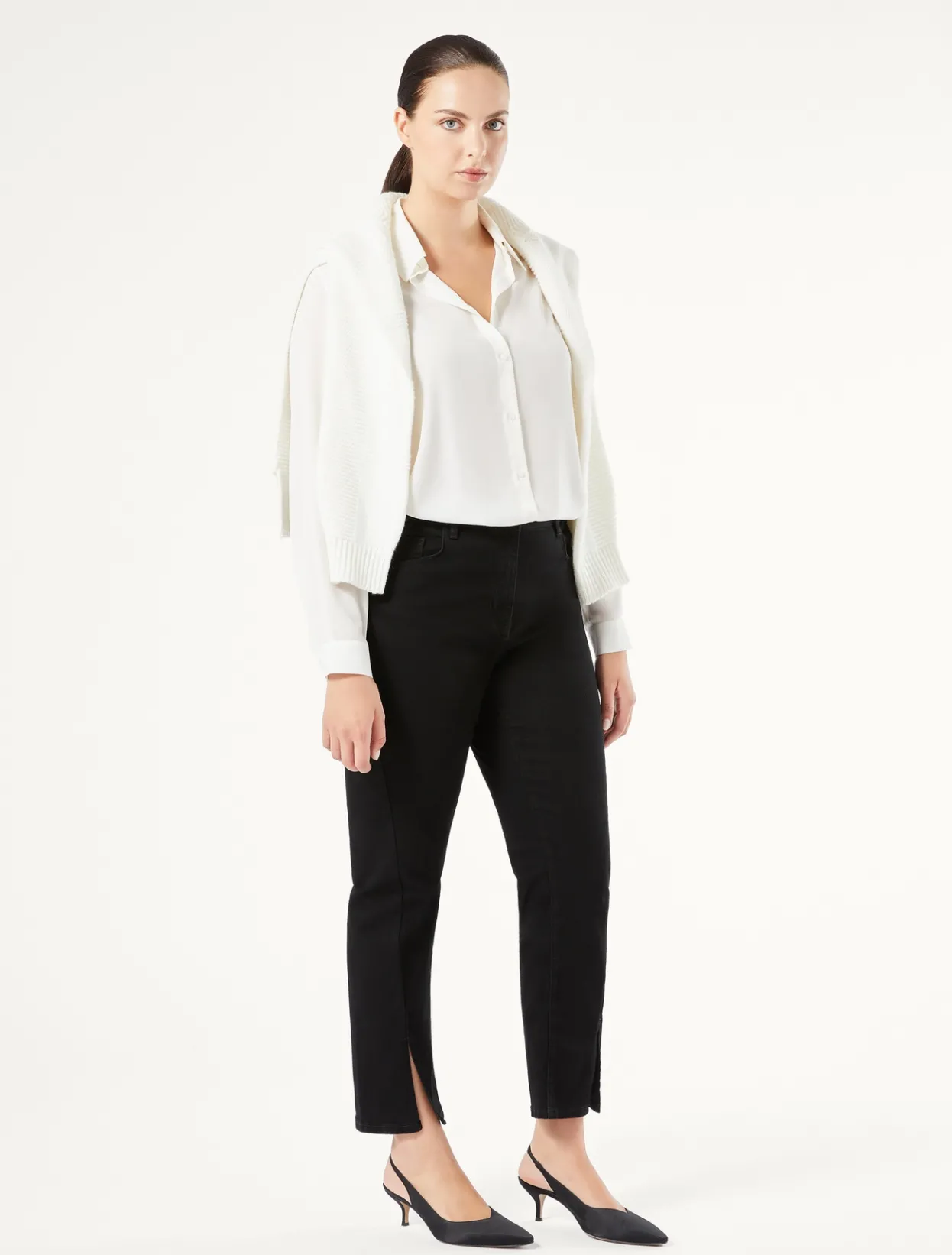 Trousers & Jeans | Trousers & Jeans | Marina Rinaldi Stretch cotton denim trousers BLACK