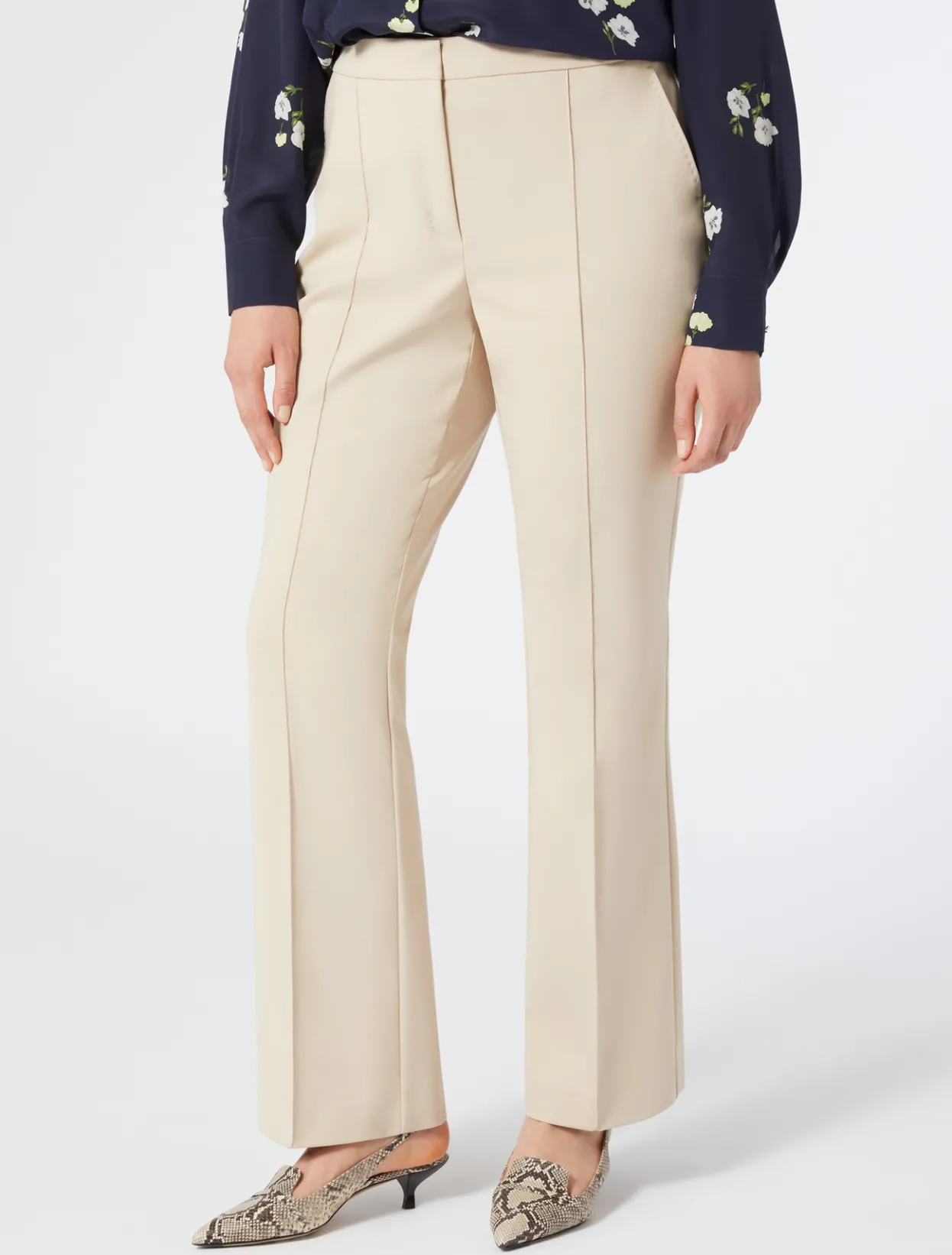 Trousers & Jeans | Trousers & Jeans | Marina Rinaldi Stretch cotton flared trousers BEIGE