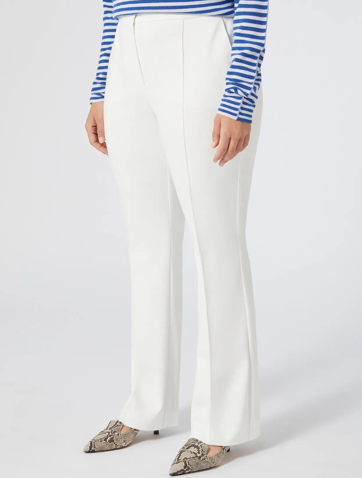 Trousers & Jeans | Trousers & Jeans | Marina Rinaldi Stretch cotton flared trousers WHITE