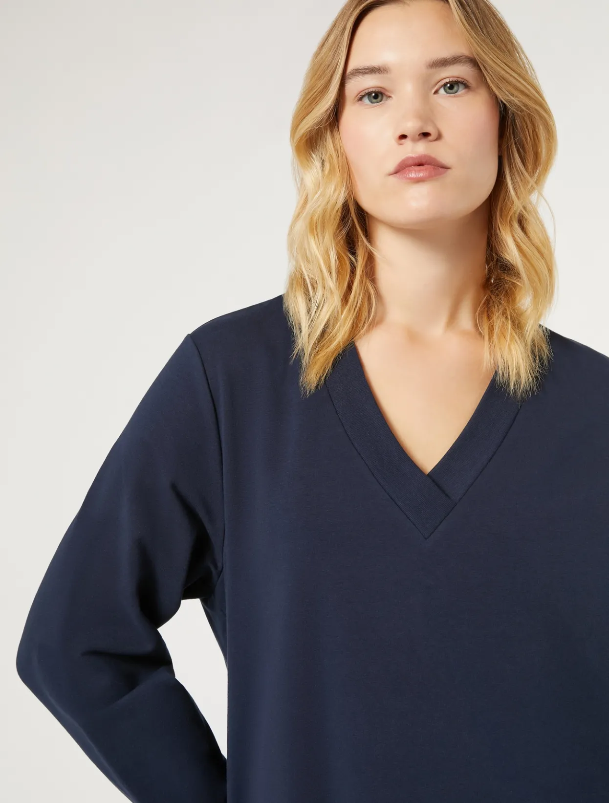 Dresses | Dresses | Marina Rinaldi Stretch cotton fleece dress NAVY