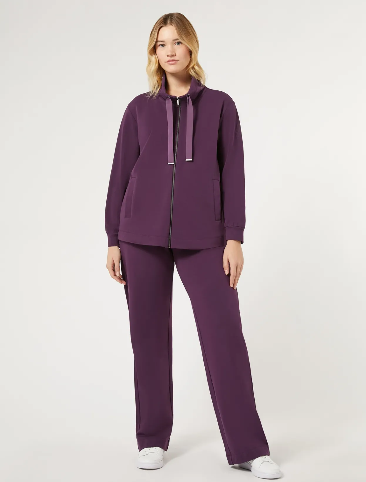 Trousers & Jeans | Trousers & Jeans | Marina Rinaldi Stretch cotton fleece trousers PURPLE