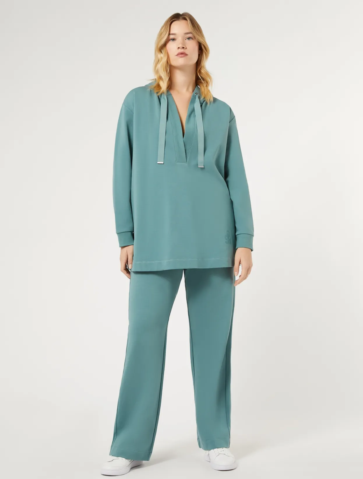 Trousers & Jeans | Trousers & Jeans | Marina Rinaldi Stretch cotton fleece trousers SAGEGREEN