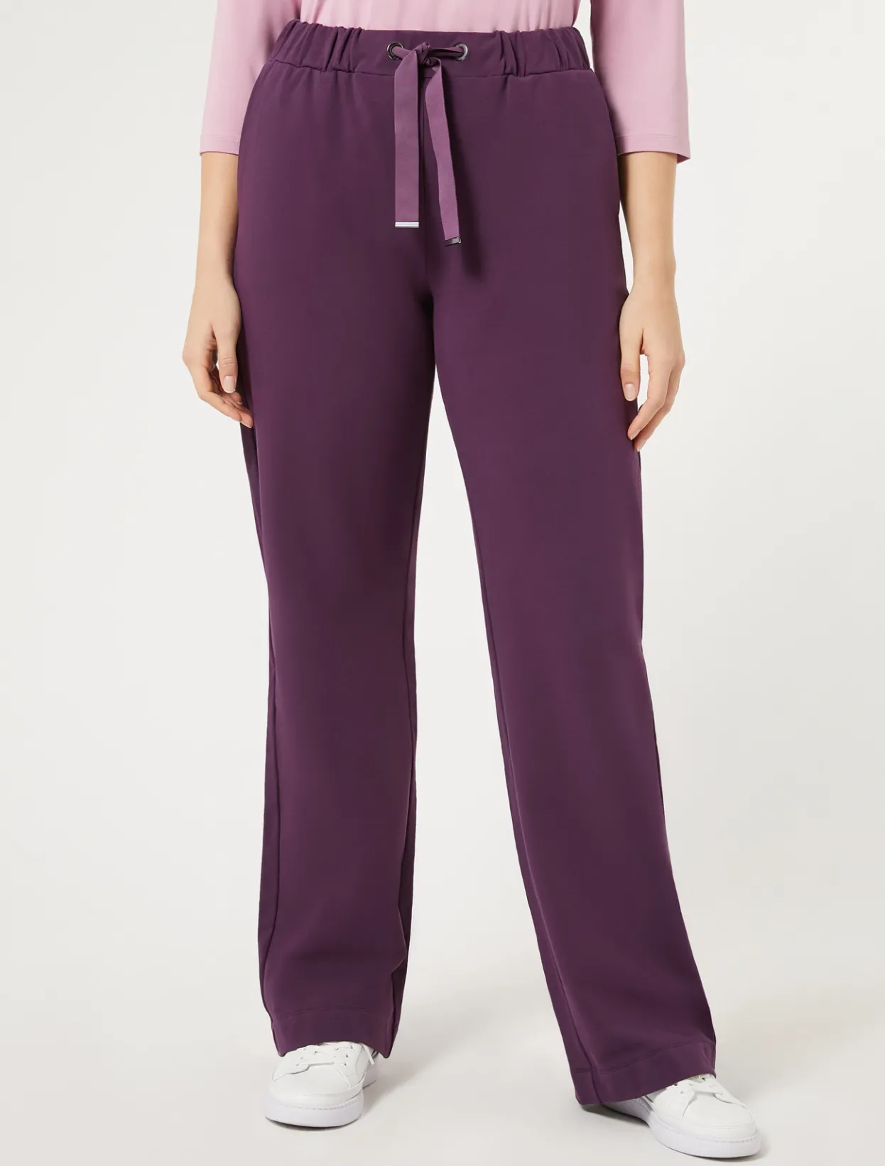 Trousers & Jeans | Trousers & Jeans | Marina Rinaldi Stretch cotton fleece trousers PURPLE