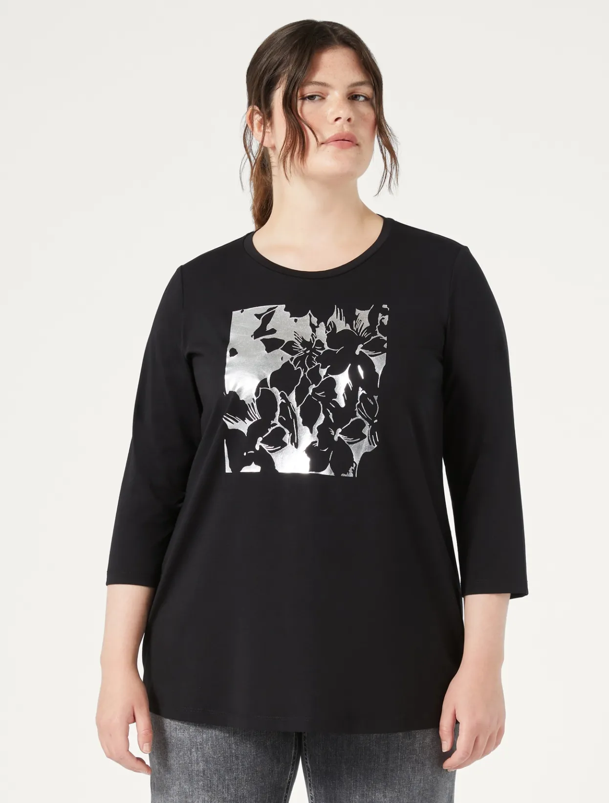 Tops & T-Shirts | Tops & T-Shirts | Marina Rinaldi Stretch cotton jersey T-shirt BLACK