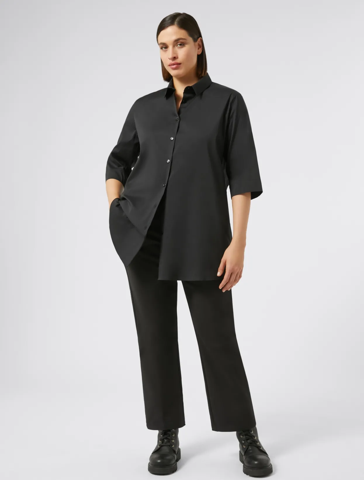 Trousers & Jeans | Trousers & Jeans | Marina Rinaldi Stretch cotton-blend trousers BLACK