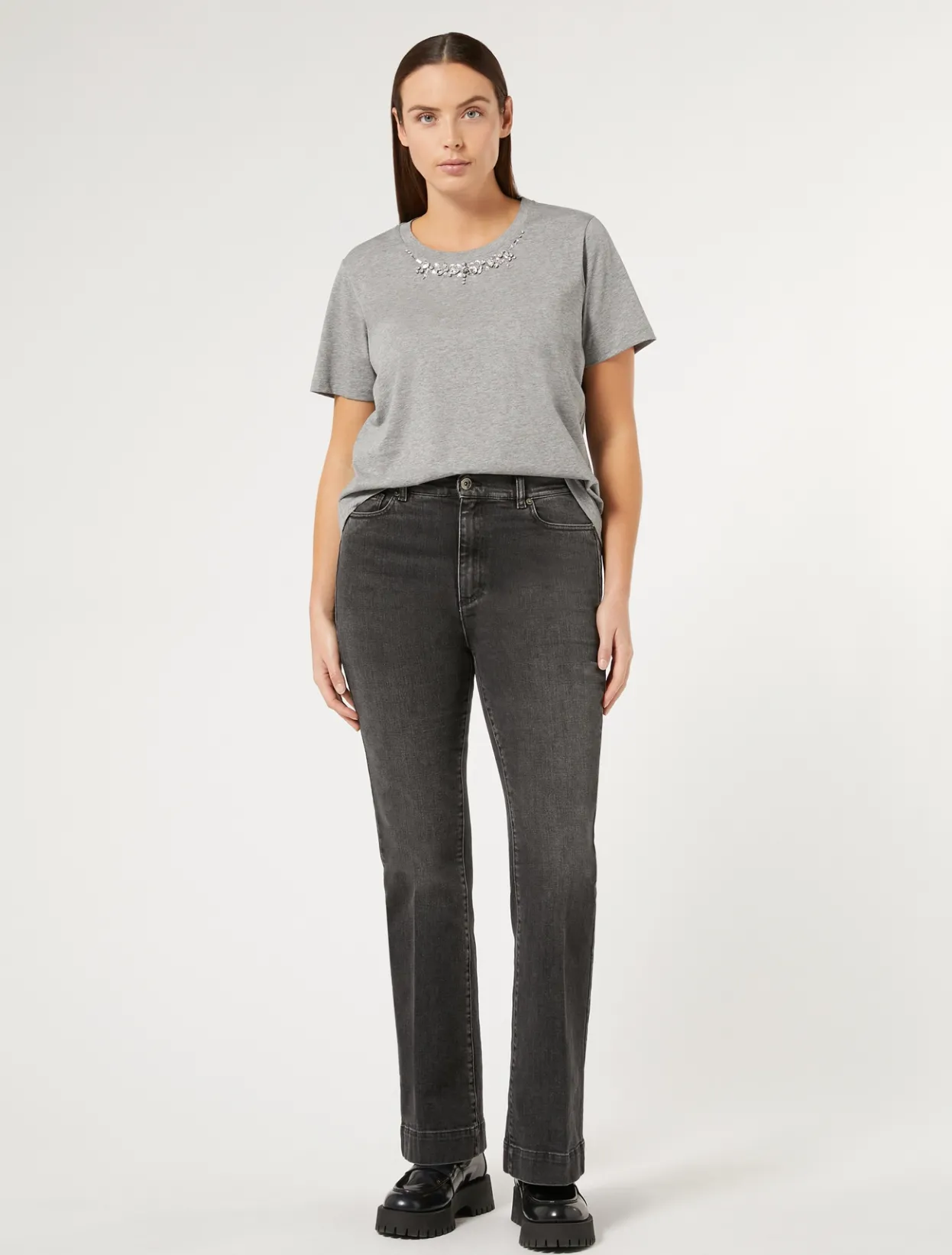 Trousers & Jeans | Trousers & Jeans | Marina Rinaldi Stretch denim flared jeans BLACK