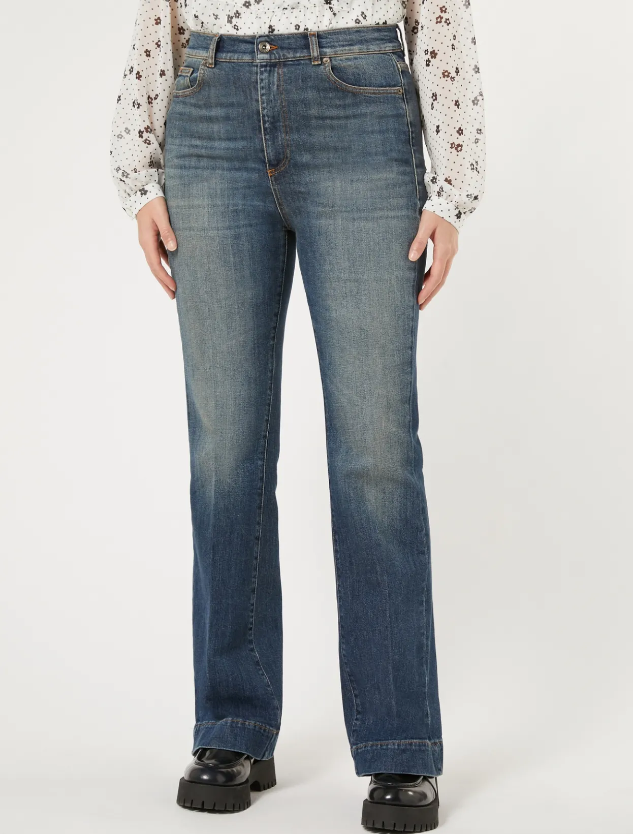 Trousers & Jeans | Trousers & Jeans | Marina Rinaldi Stretch denim flared jeans NAVY