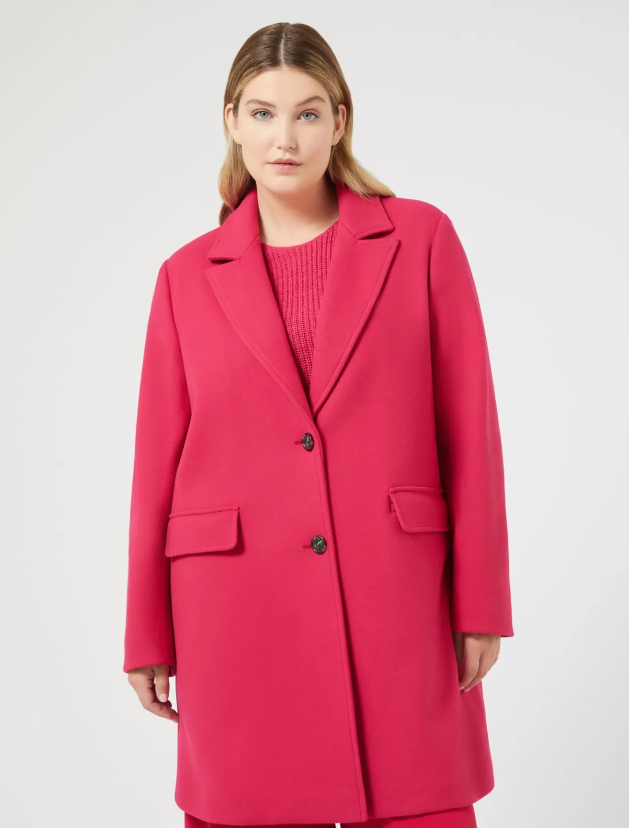 Coats | Coats | Marina Rinaldi Stretch jersey coat SHOCKINGPINK