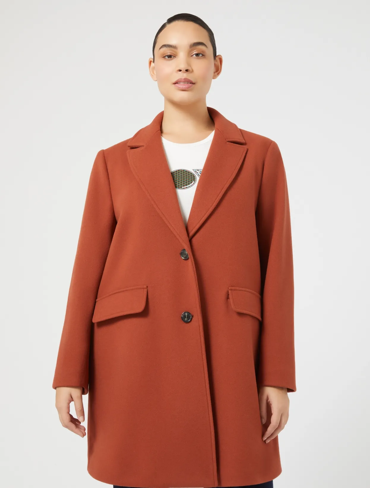 Coats | Coats | Marina Rinaldi Stretch jersey coat TANGERINE