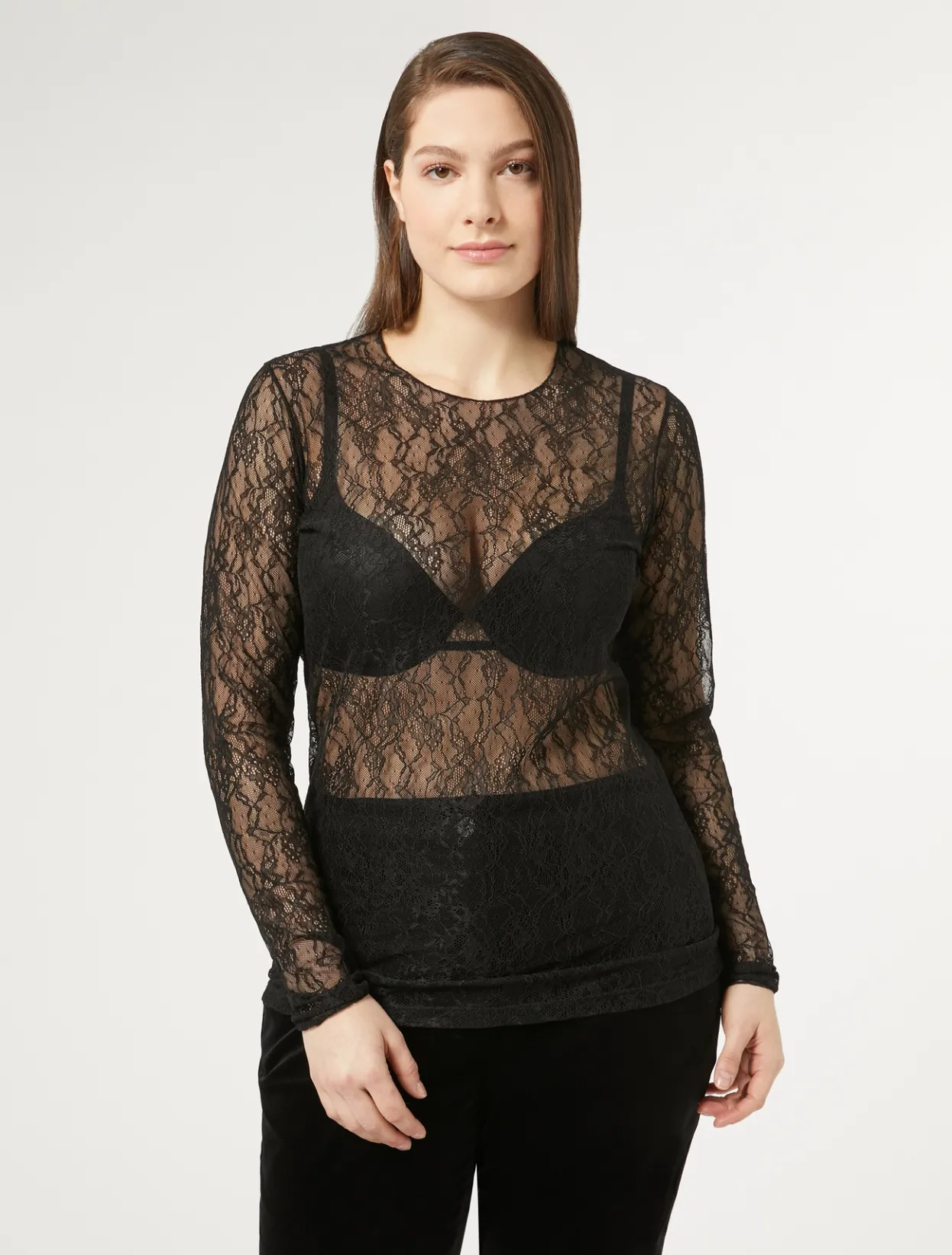 Tops & T-Shirts | Tops & T-Shirts | Marina Rinaldi Stretch lace T-shirt BLACK